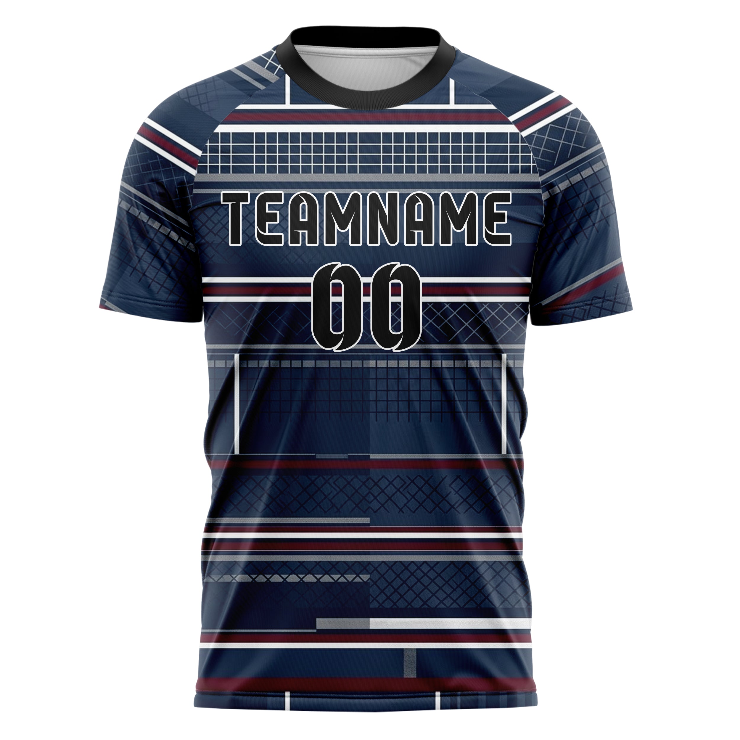 Navy White Maroon Grey Tennis Club Grid Order Custom Soccer Jersey