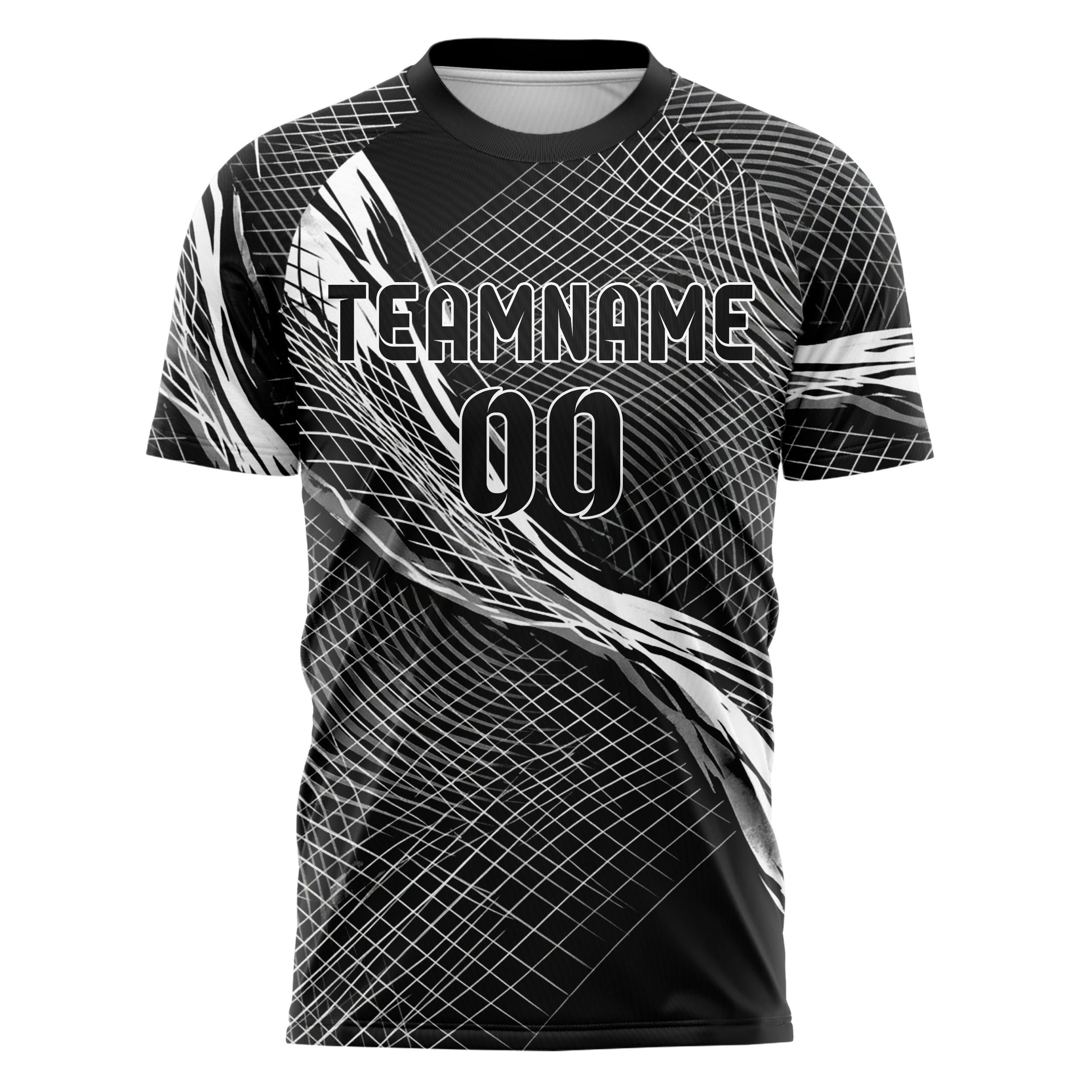 Black White Grey Holographic Mesh Grid Custom Soccer Jersey
