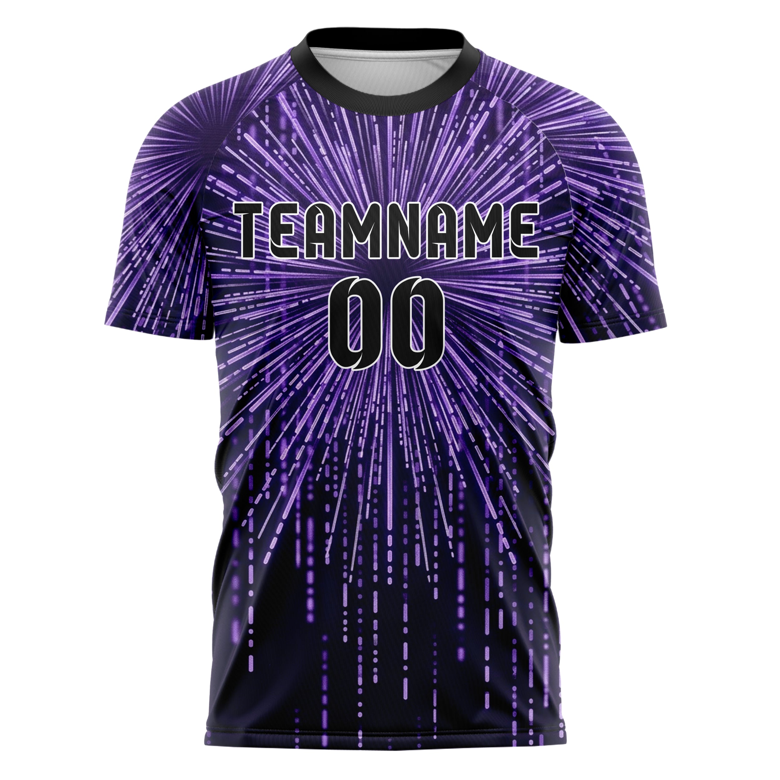 Purple Violet Silver Binary Rain Cascade Custom Soccer Jersey