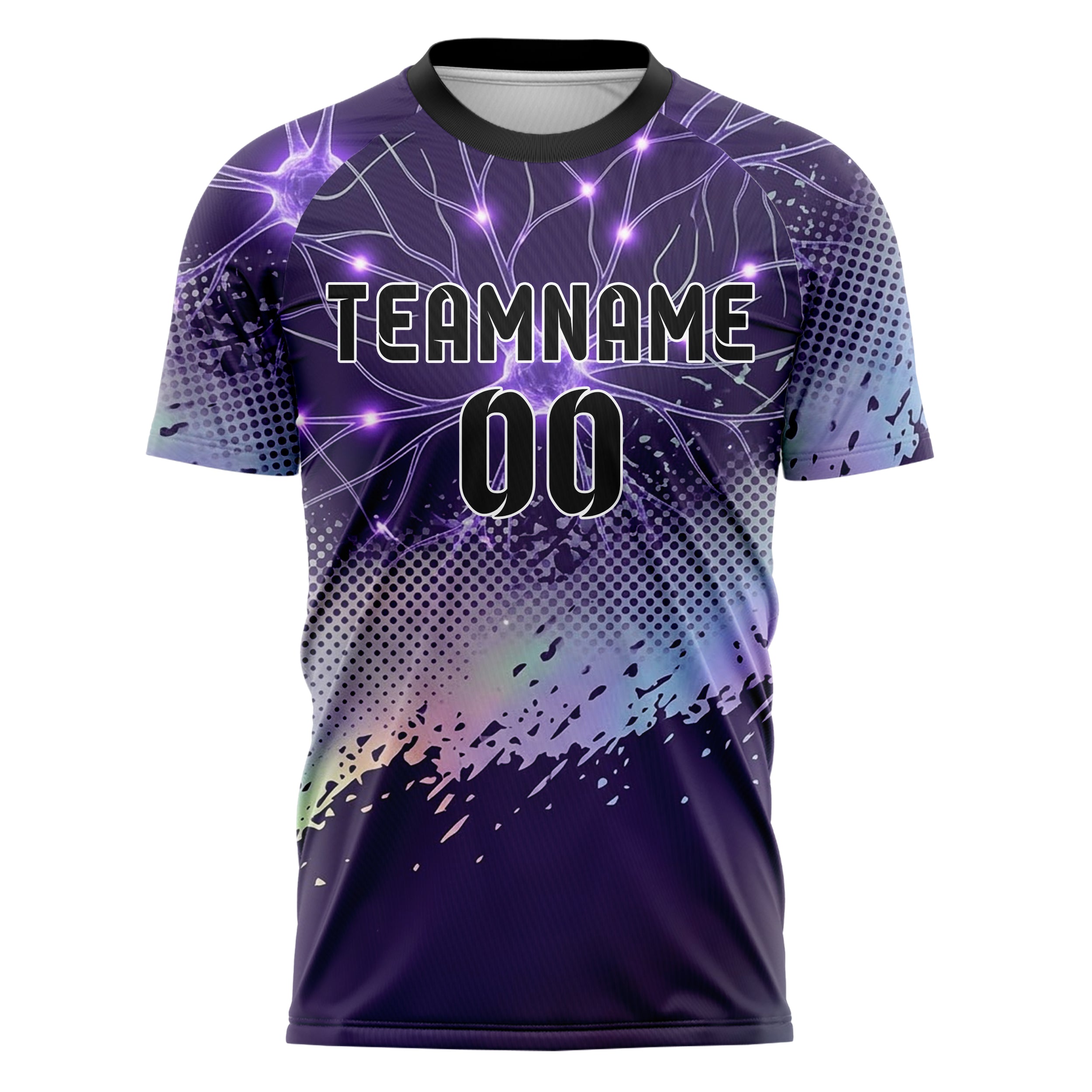 Purple Violet Silver Neural Network Web Custom Soccer Jersey