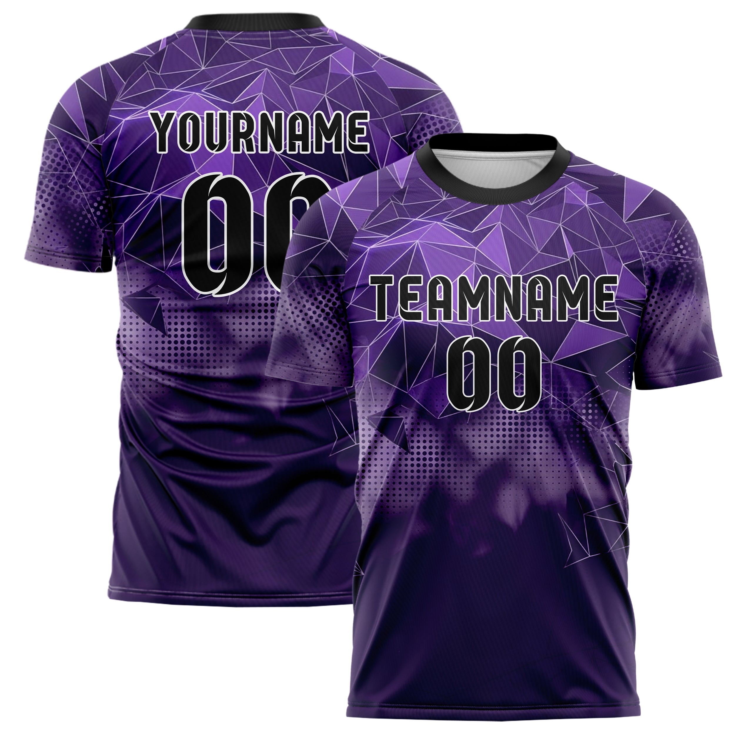 Purple Violet Silver Polygon Terrain Fracture Custom Soccer Jersey