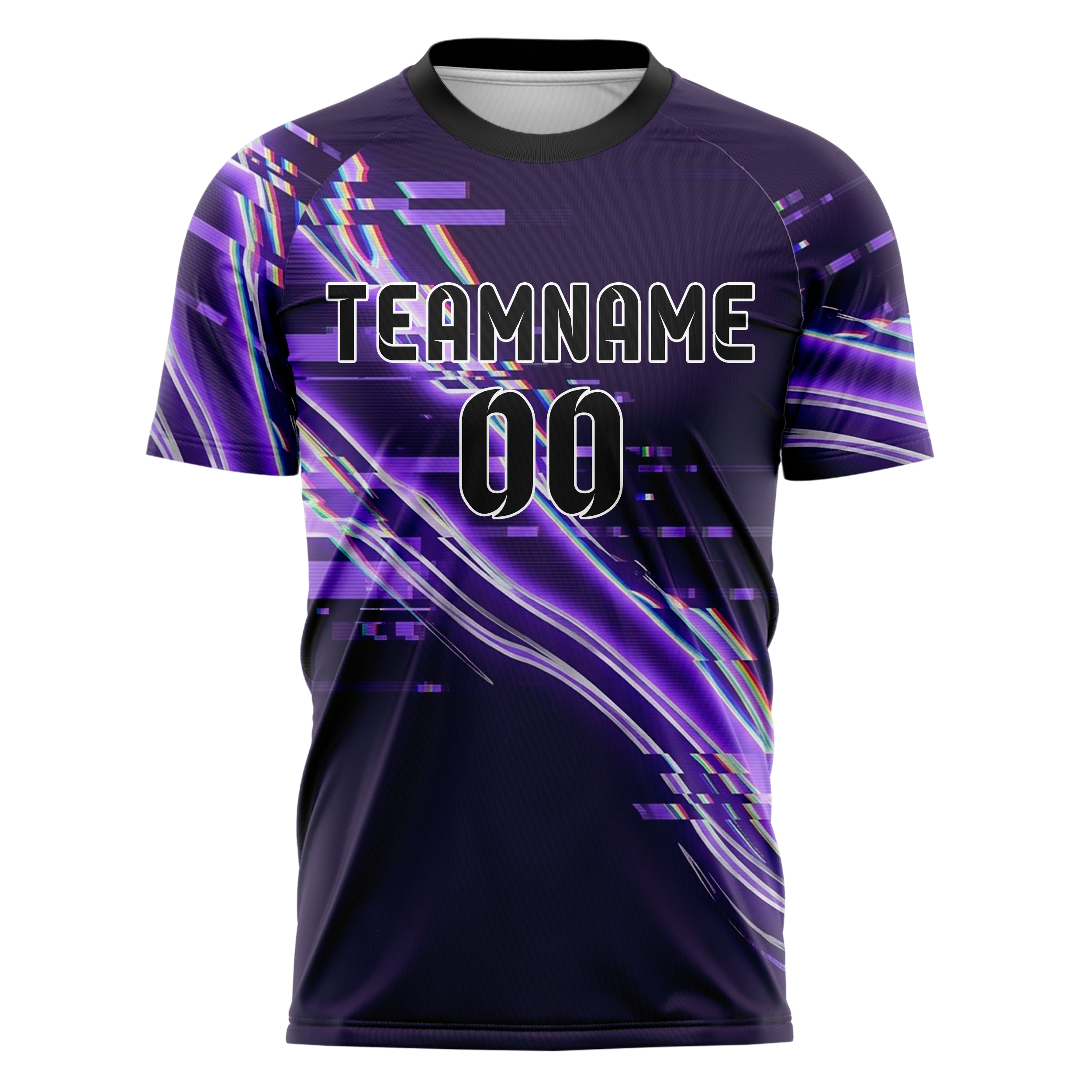 Purple Violet Silver Glitch Data Stream Custom Soccer Jersey