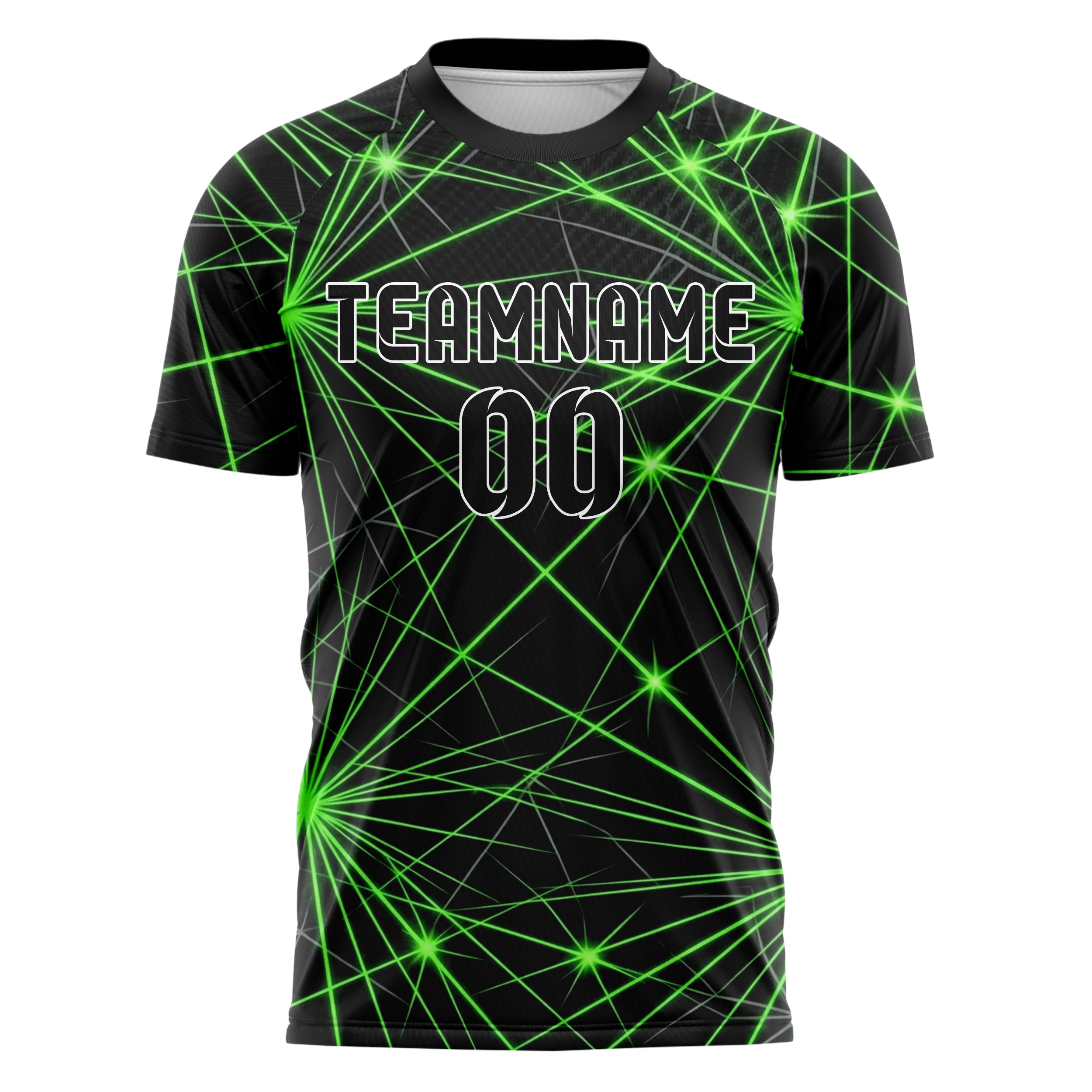 Black Neon Green Grey Laser Grid Arena Custom Soccer Jersey