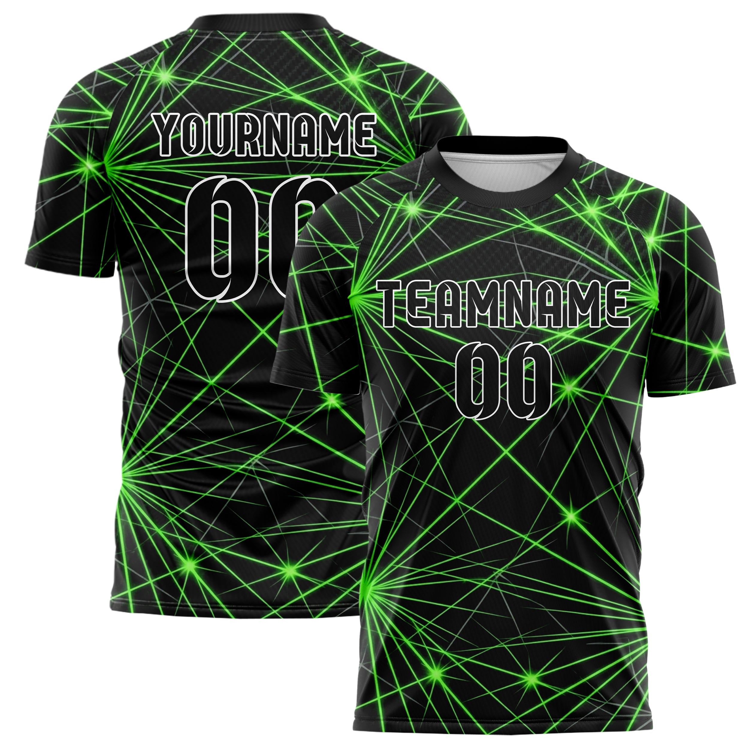 Black Neon Green Grey Laser Grid Arena Custom Soccer Jersey