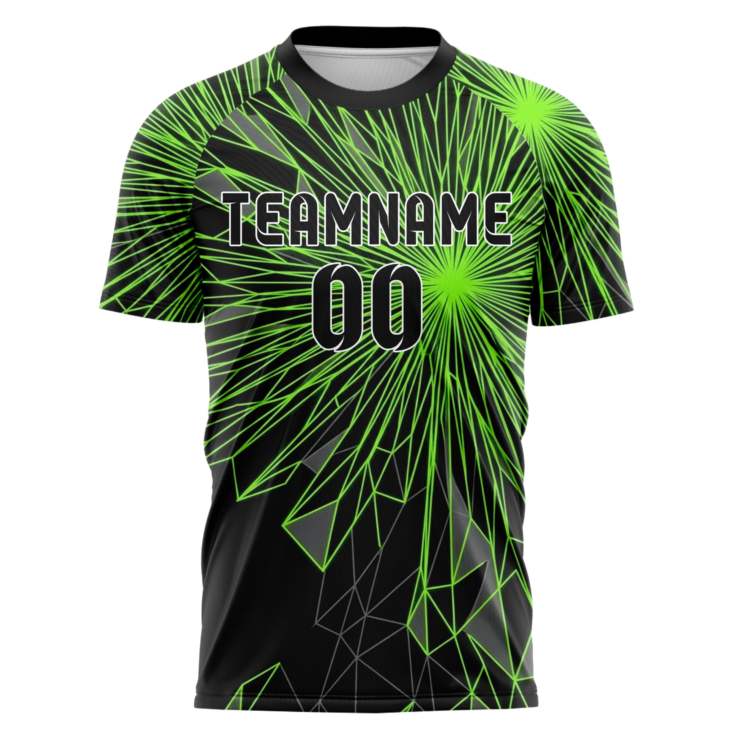 Black Neon Green Grey Polygon Terrain Fracture Custom Soccer Jersey