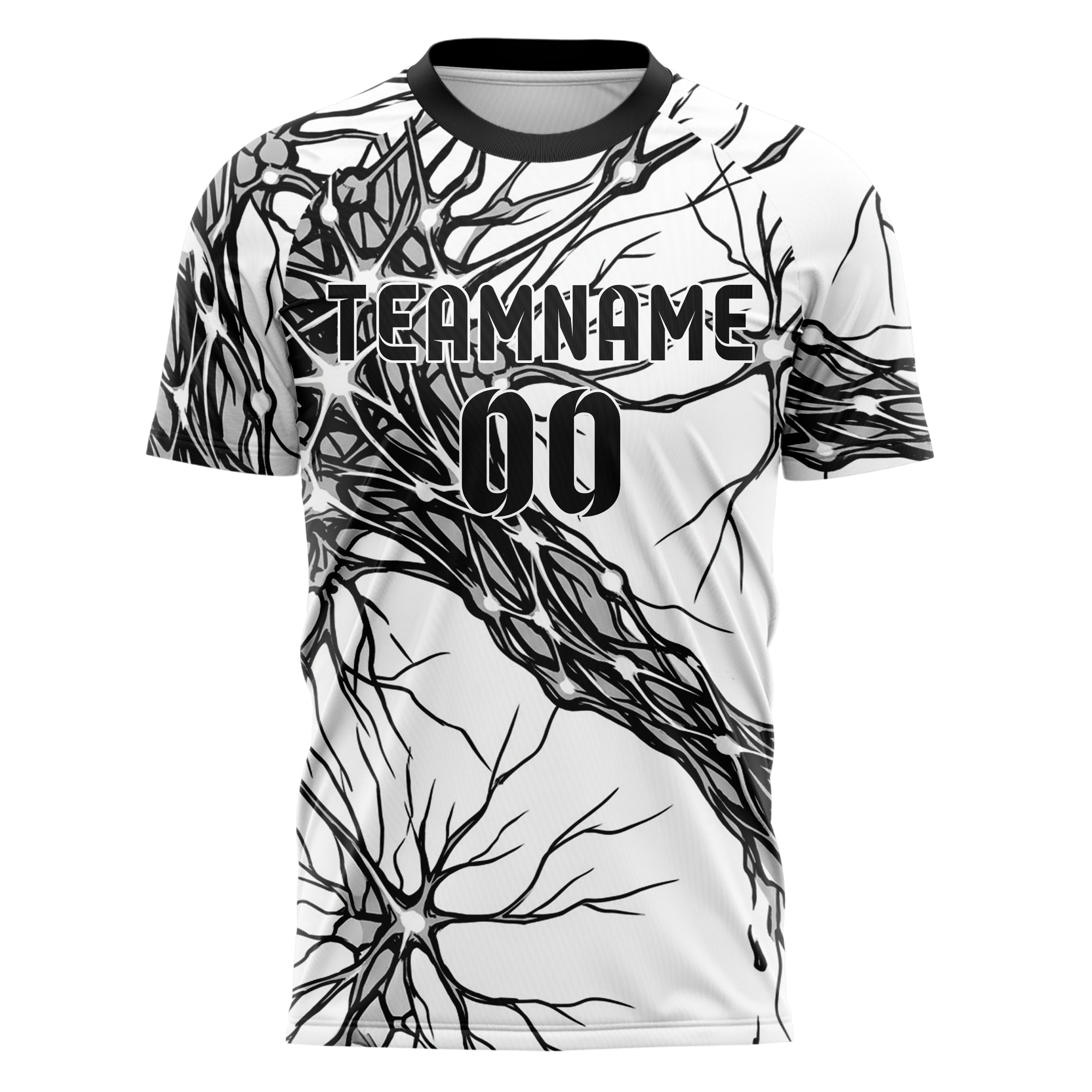Black White Grey Neural Network Web Custom Soccer Jersey