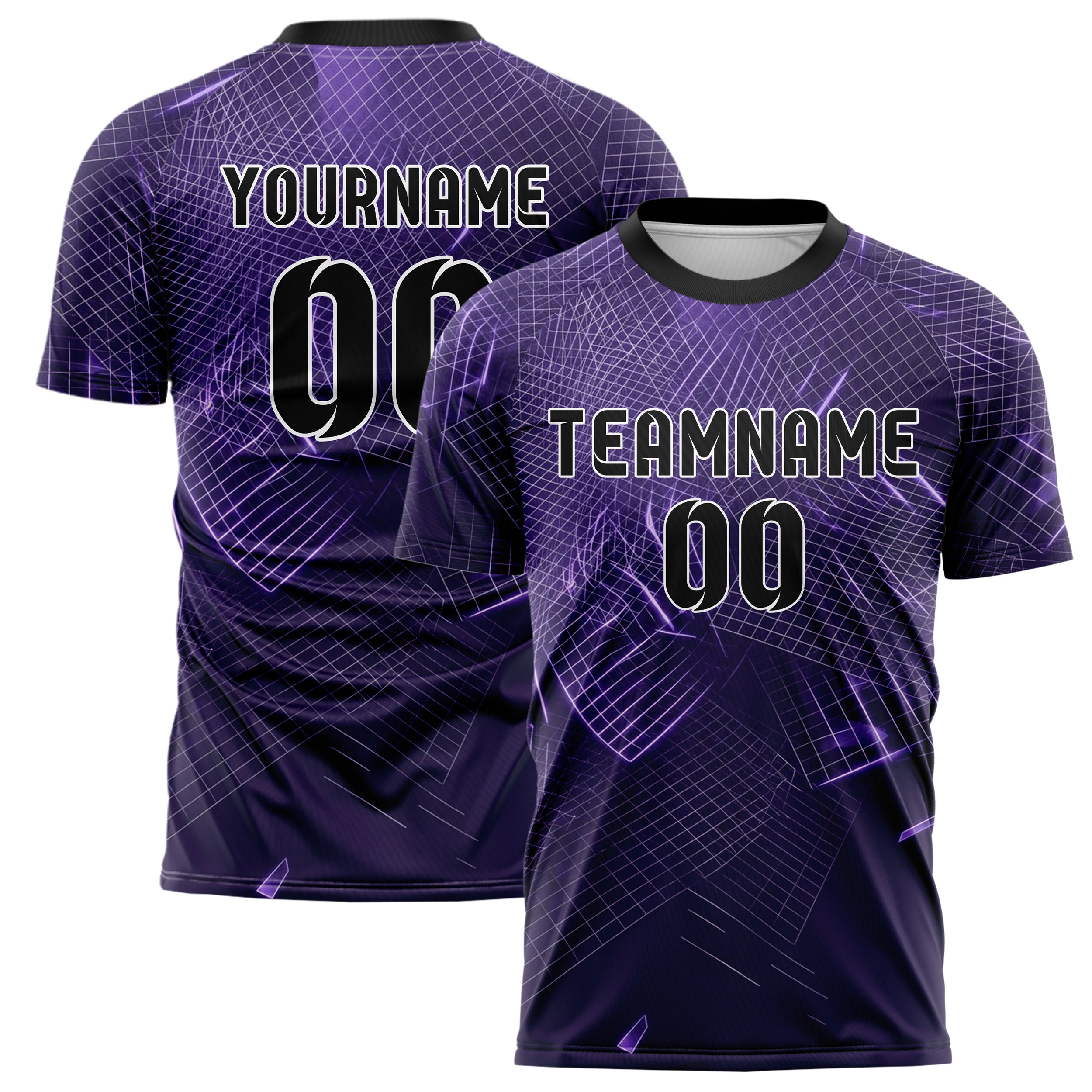 Purple Violet Silver Holographic Mesh Grid Custom Soccer Jersey