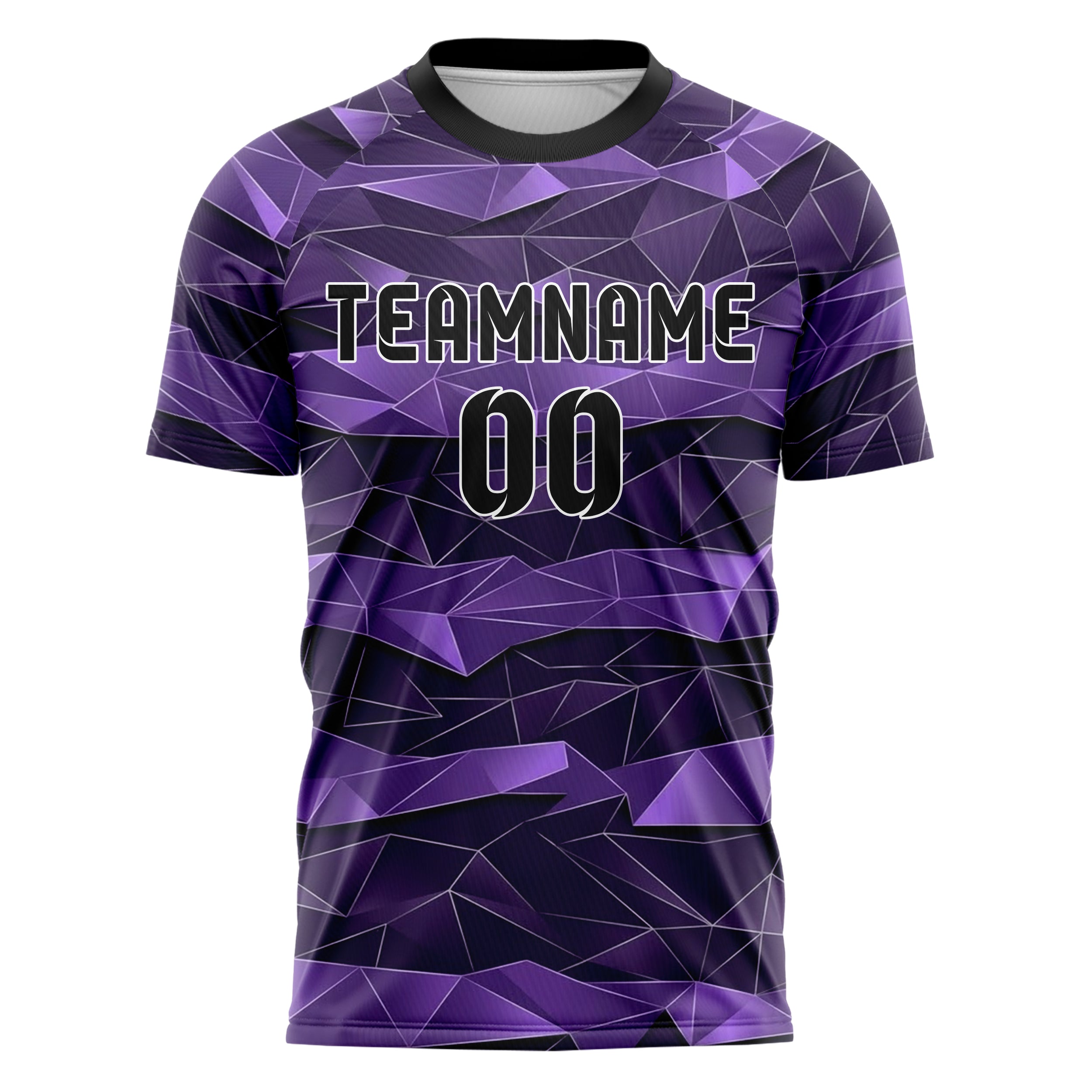 Purple Violet Silver Polygon Terrain Fracture Custom Soccer Jersey
