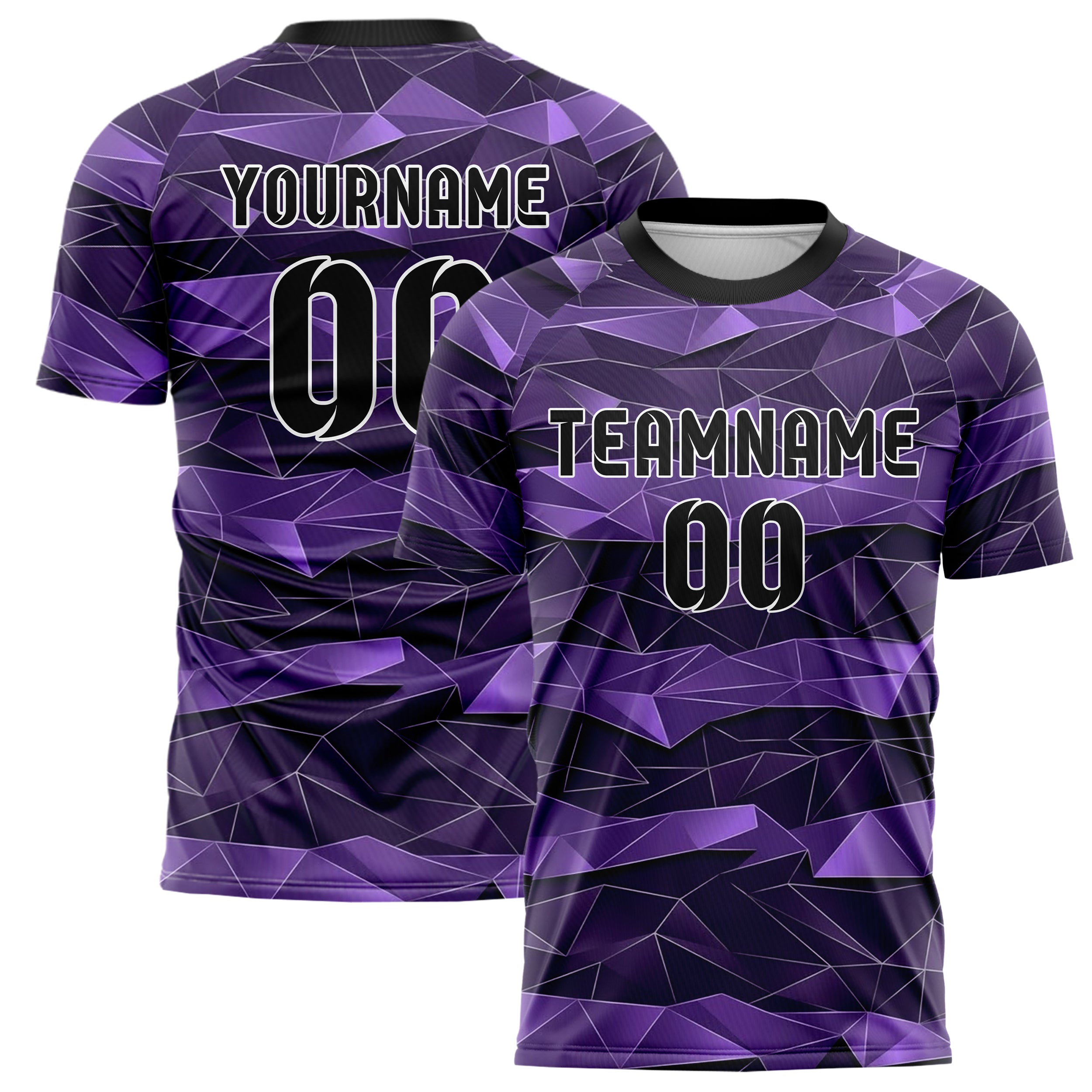 Purple Violet Silver Polygon Terrain Fracture Custom Soccer Jersey