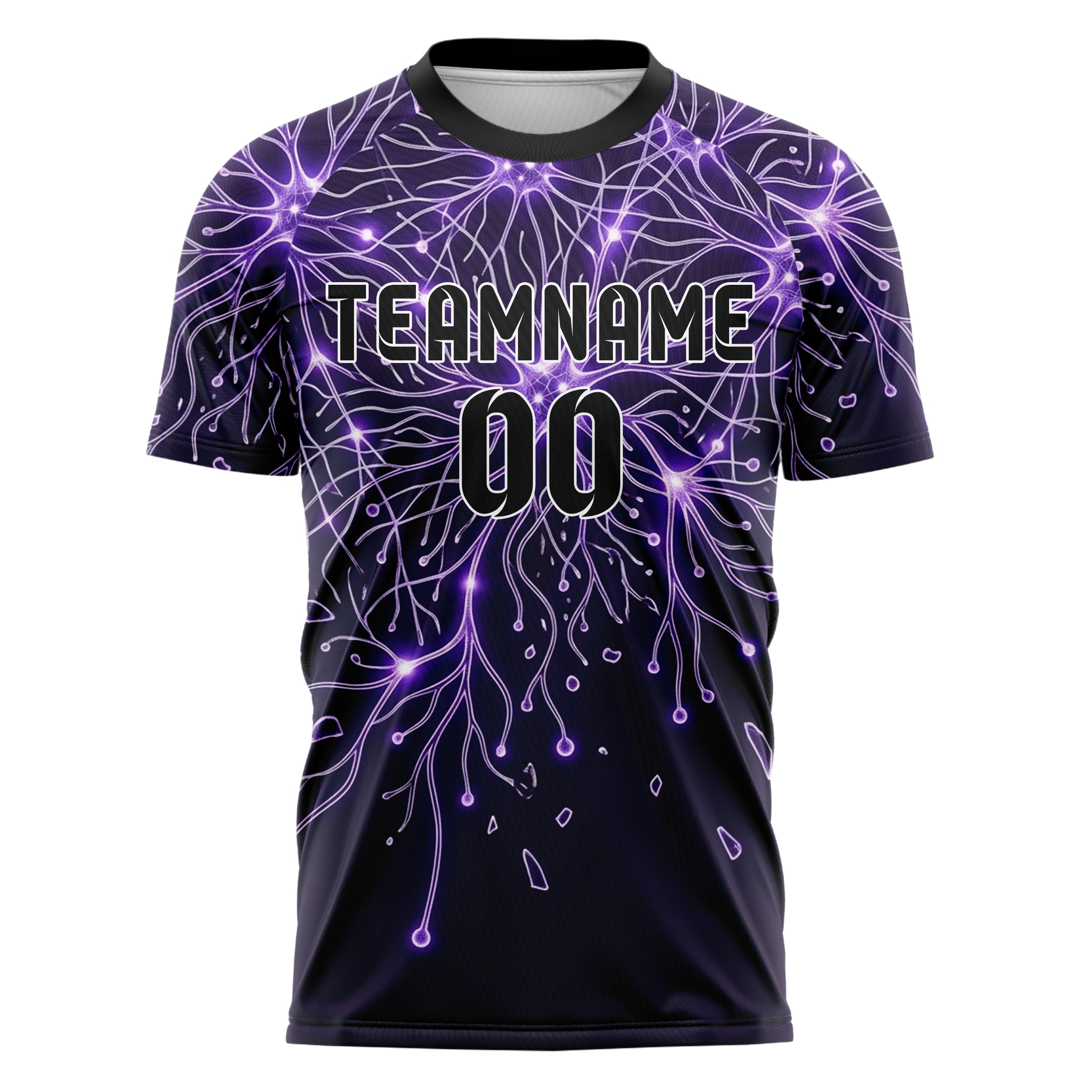 Purple Violet Silver Neural Network Web Custom Soccer Jersey