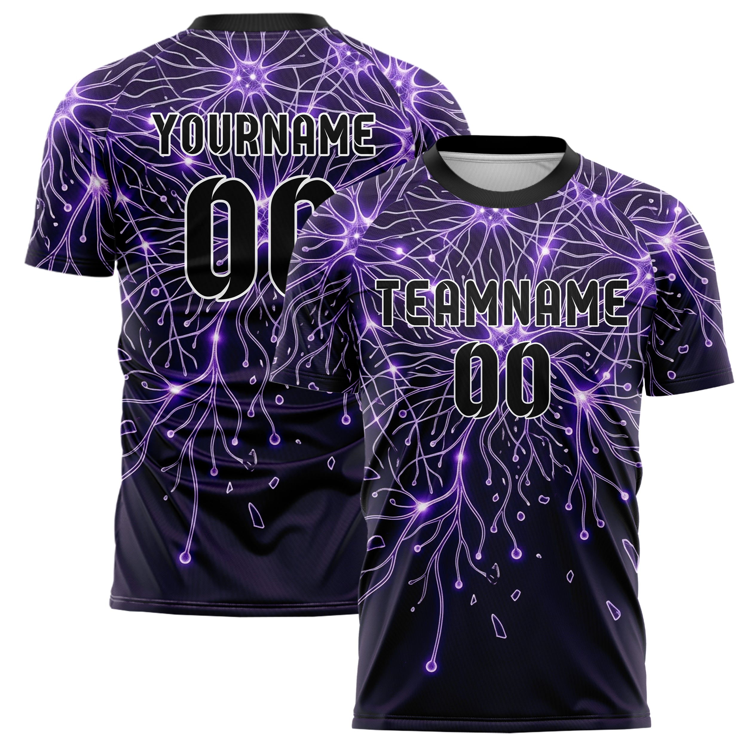 Purple Violet Silver Neural Network Web Custom Soccer Jersey