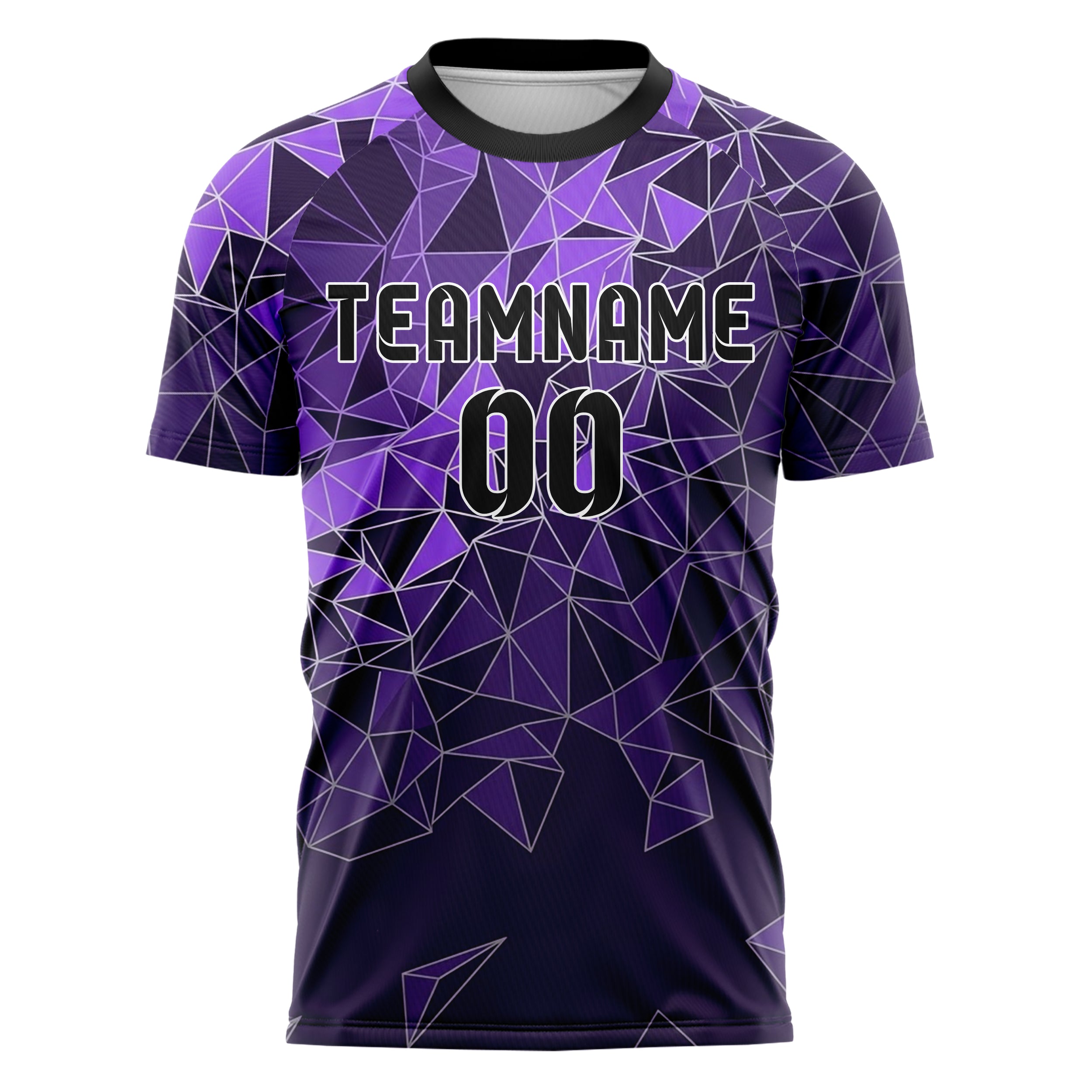 Purple Violet Silver Polygon Terrain Fracture Custom Soccer Jersey