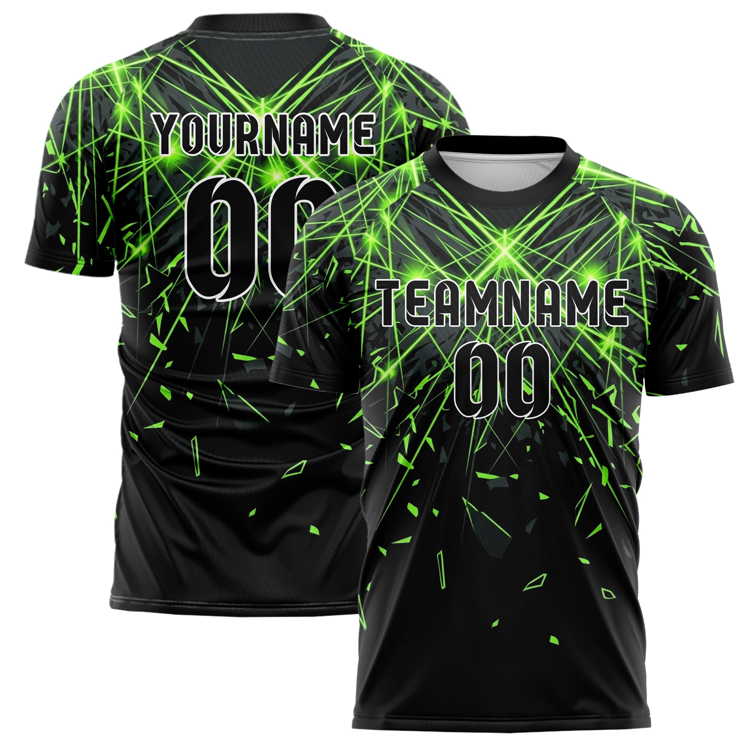 Carbon Acid Green Laser Grid Arena Custom Soccer Jersey