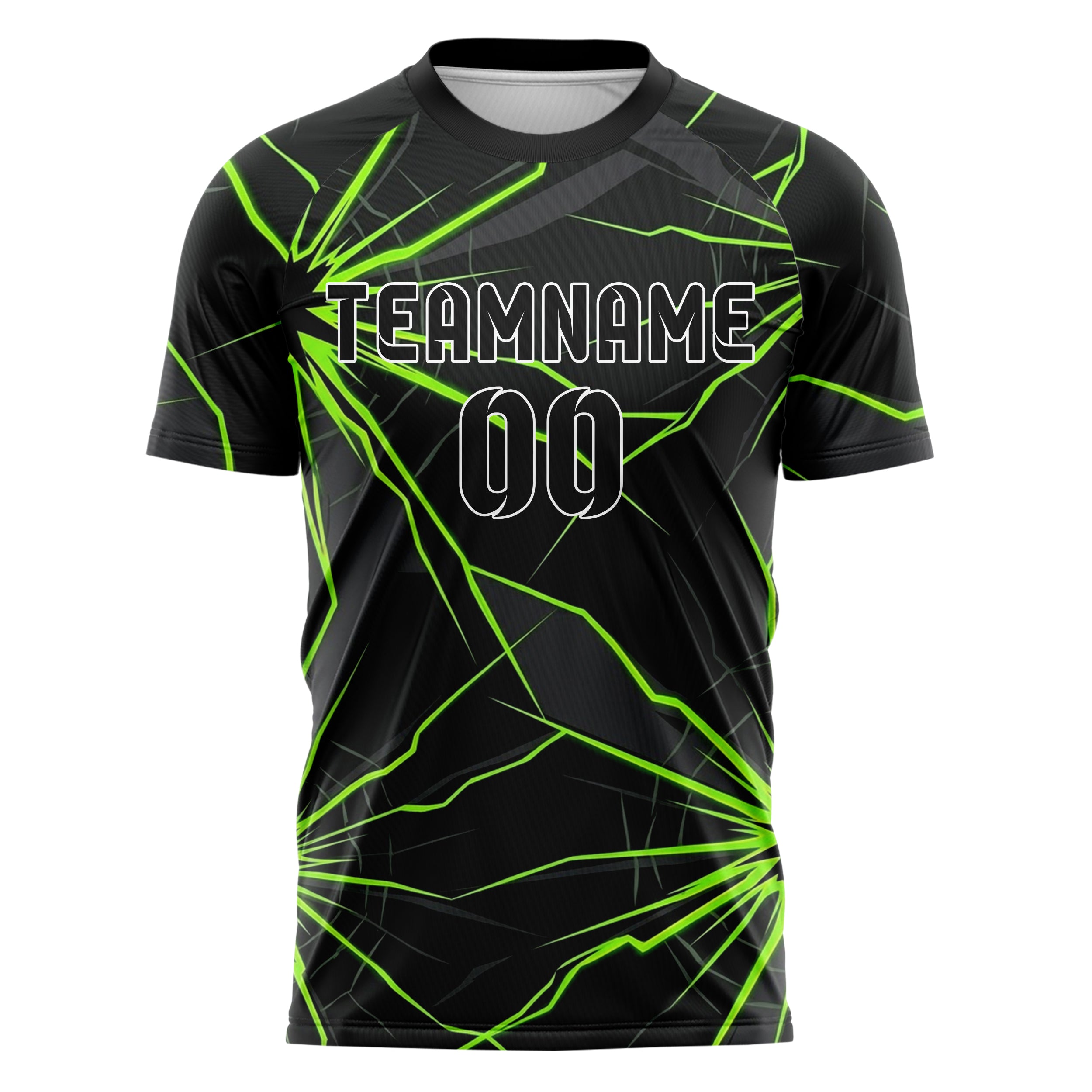 Carbon Acid Green Shattered Screen Crack Custom Soccer Jersey