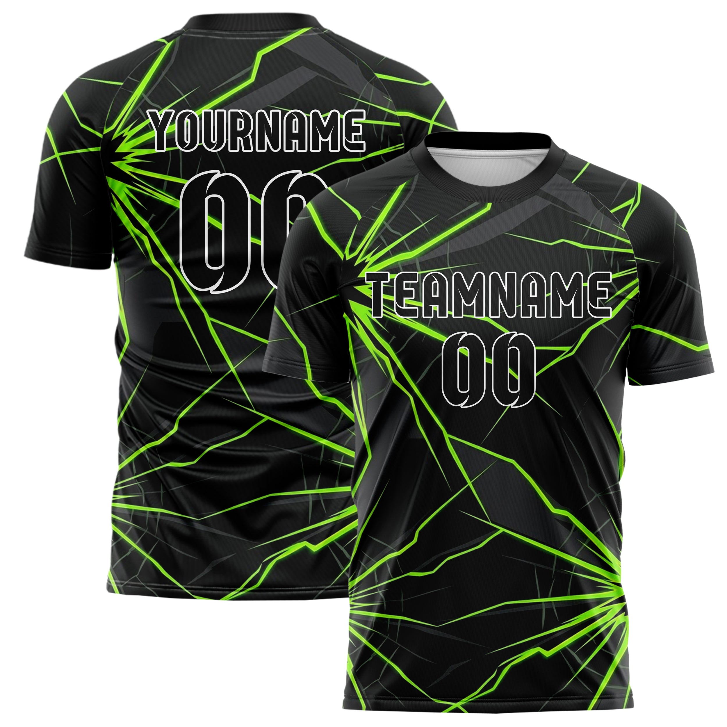 Carbon Acid Green Shattered Screen Crack Custom Soccer Jersey