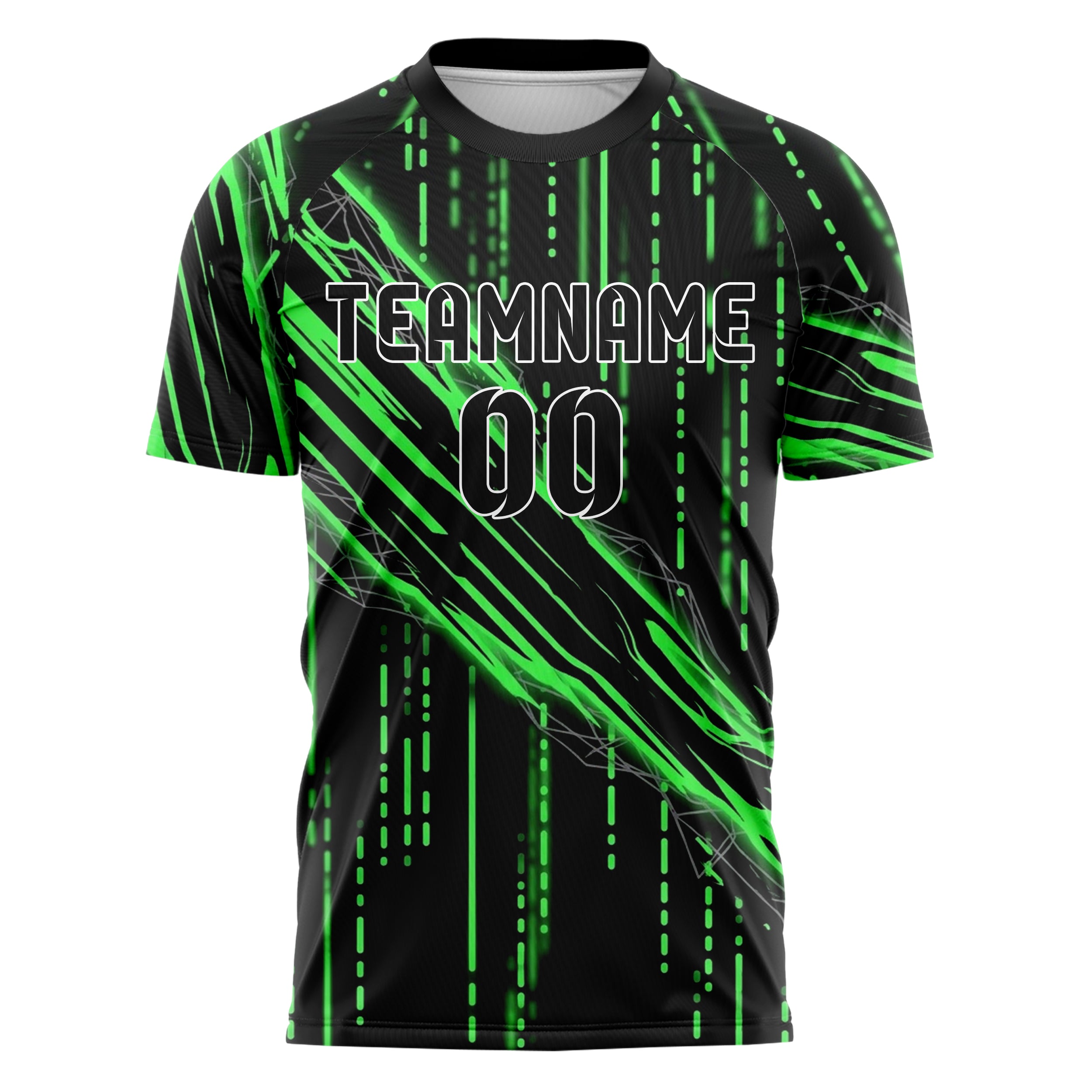 Black Neon Green Grey Binary Rain Cascade Custom Soccer Jersey