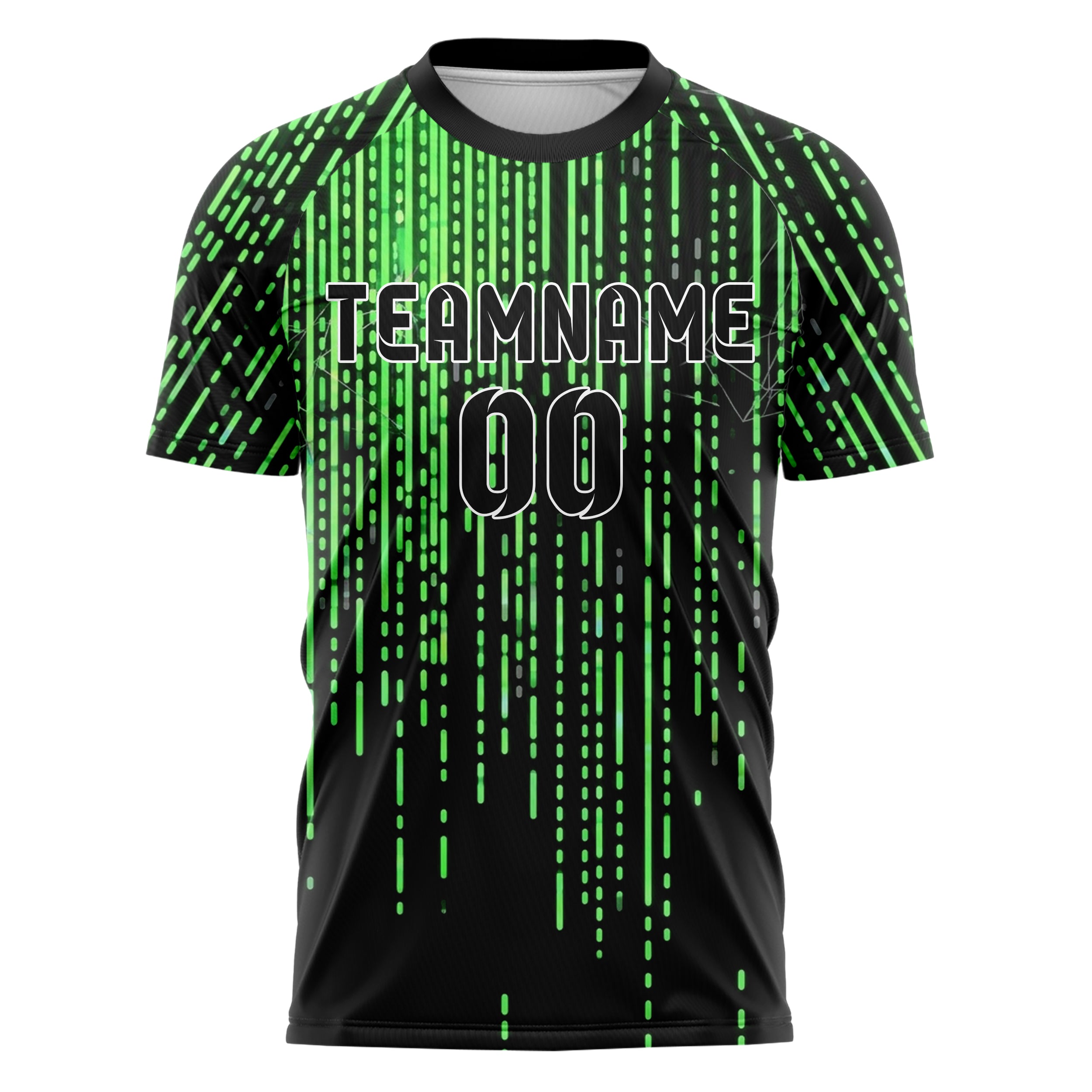 Black Neon Green Grey Binary Rain Cascade Custom Soccer Jersey