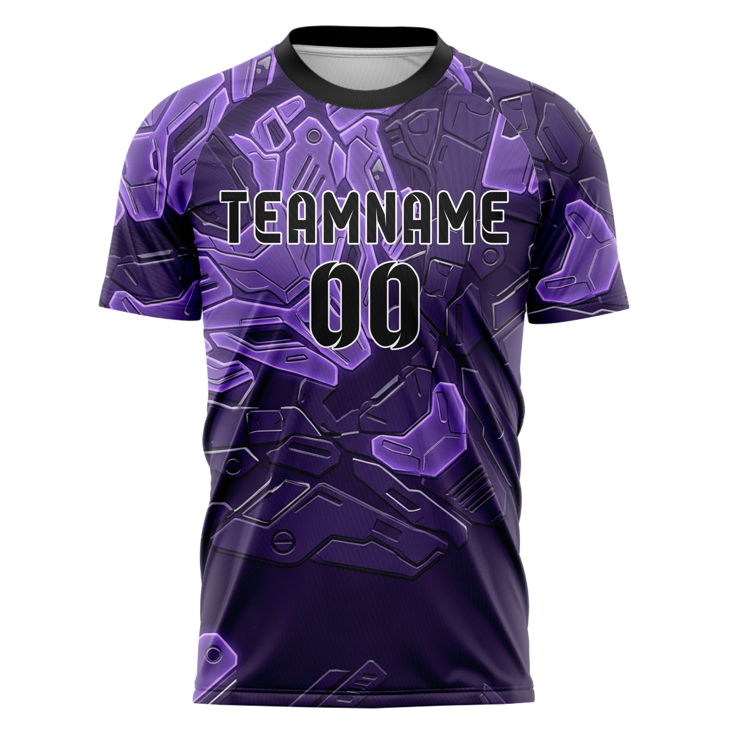 Purple Violet Silver Mecha Armor Panel Custom Soccer Jersey