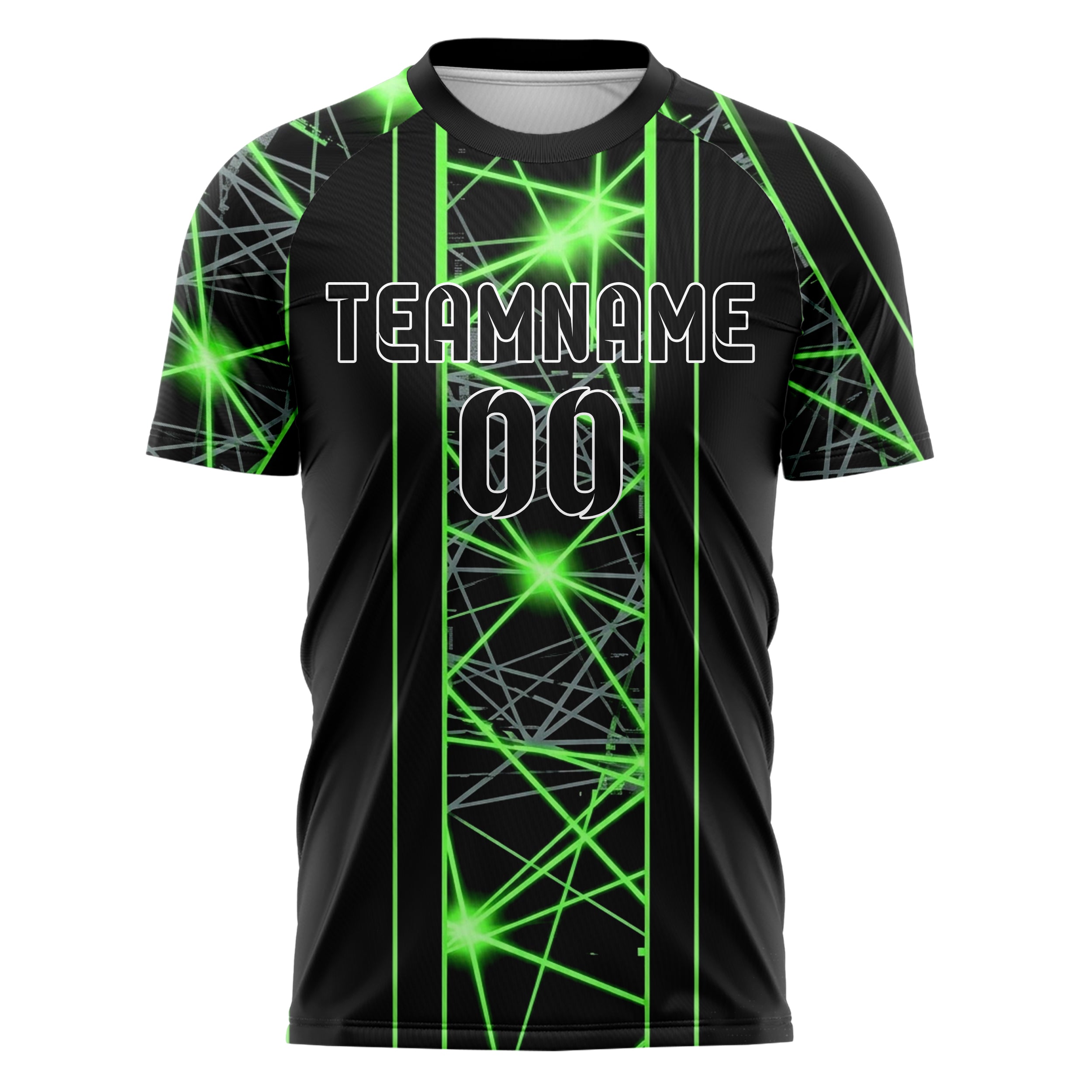 Black Neon Green Grey Laser Grid Arena Custom Soccer Jersey