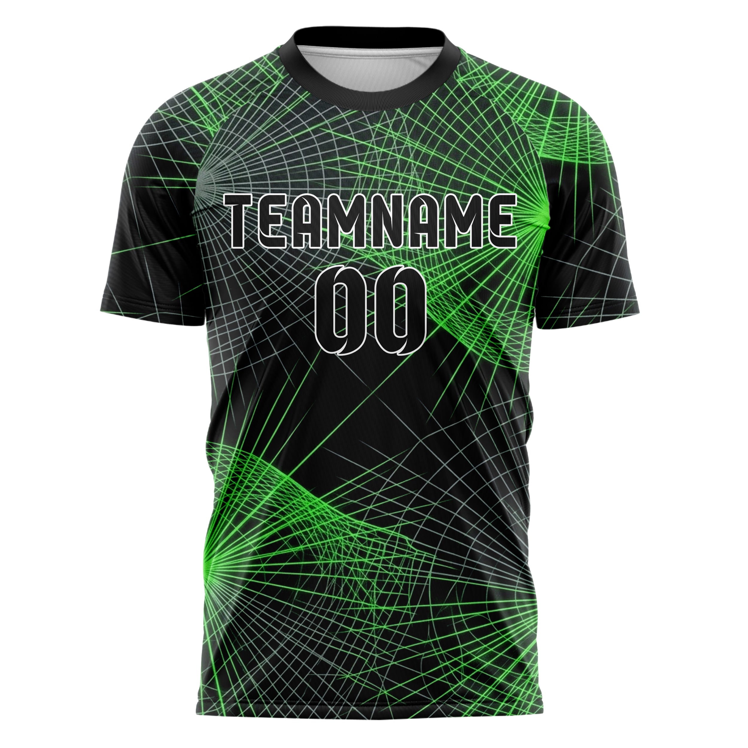 Black Neon Green Grey Holographic Mesh Grid Custom Soccer Jersey
