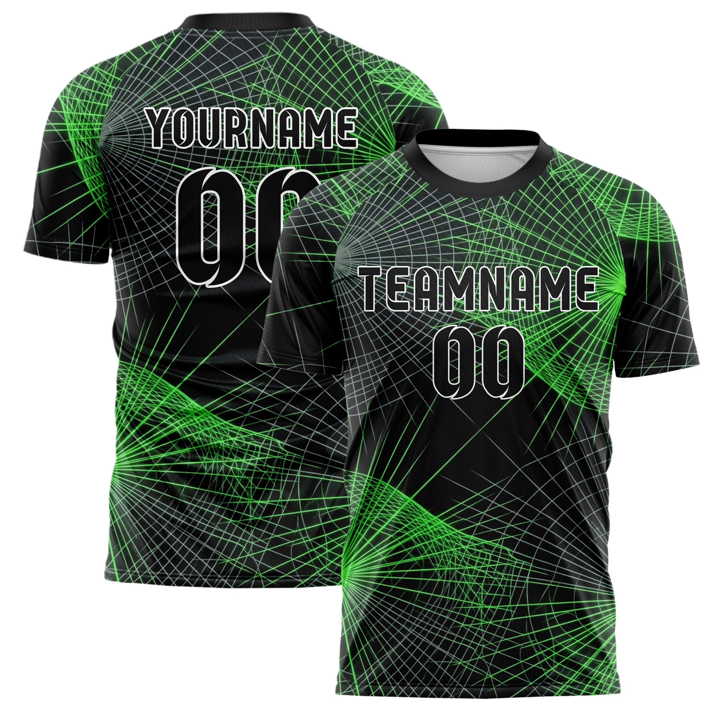 Black Neon Green Grey Holographic Mesh Grid Custom Soccer Jersey