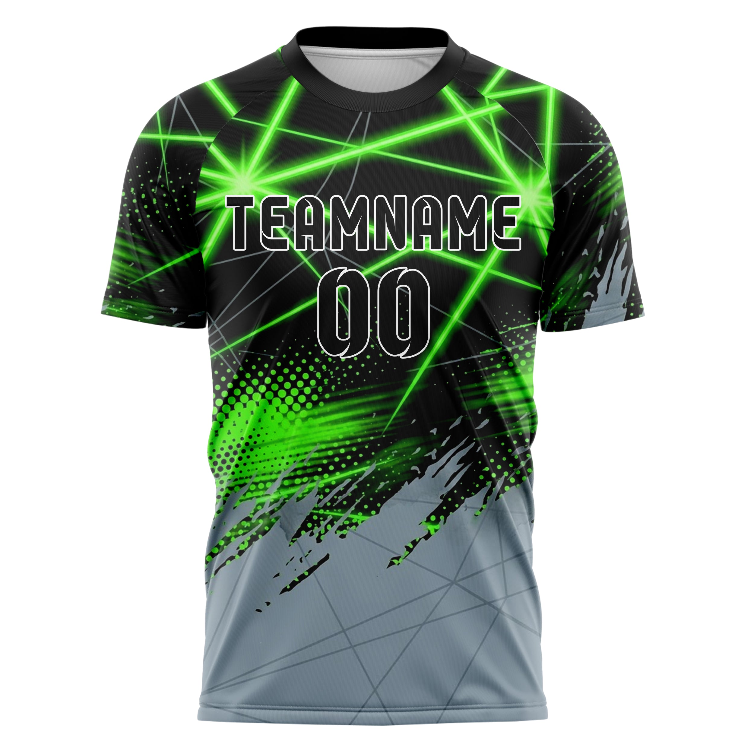 Black Neon Green Grey Laser Grid Arena Custom Soccer Jersey