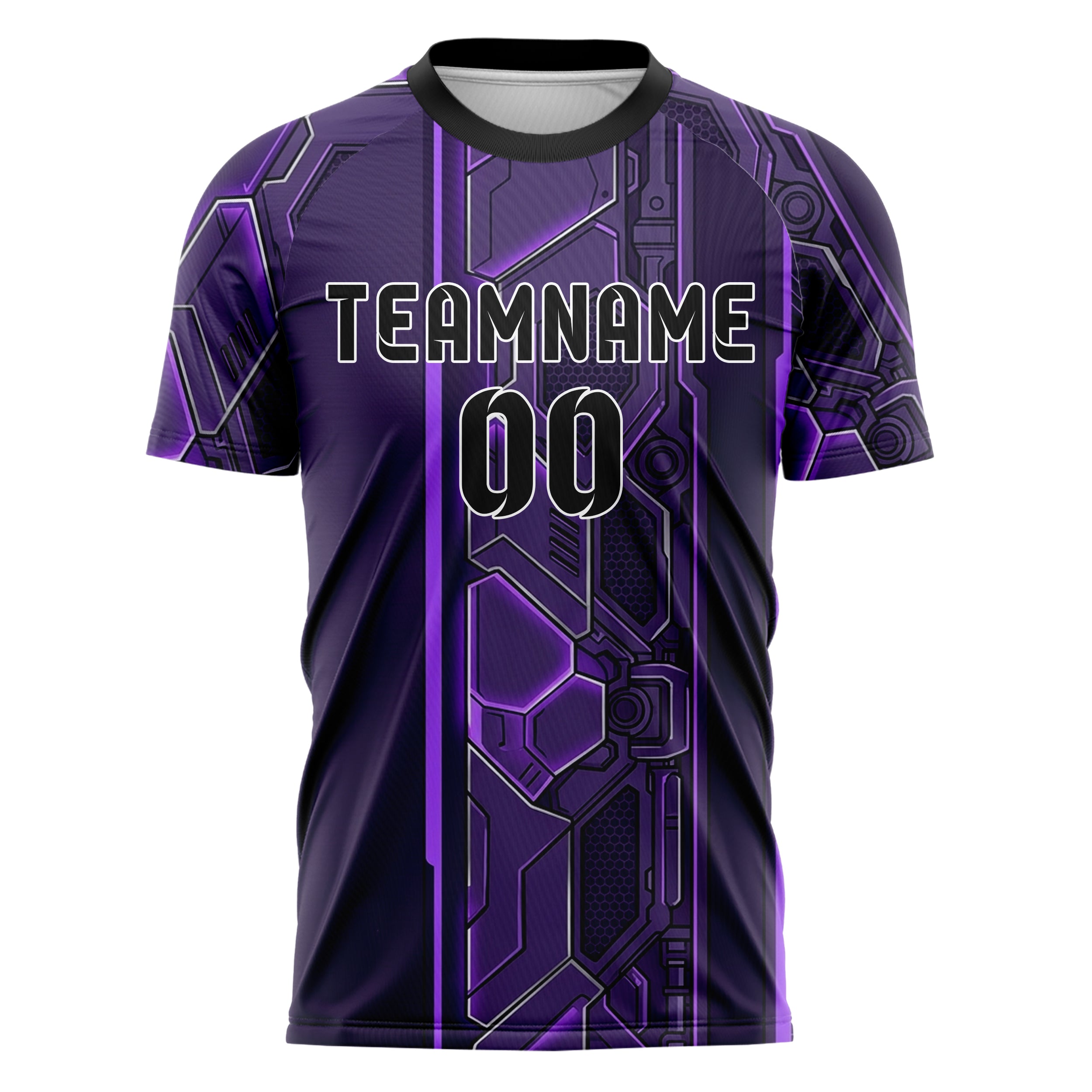 Purple Violet Silver Mecha Armor Panel Custom Soccer Jersey