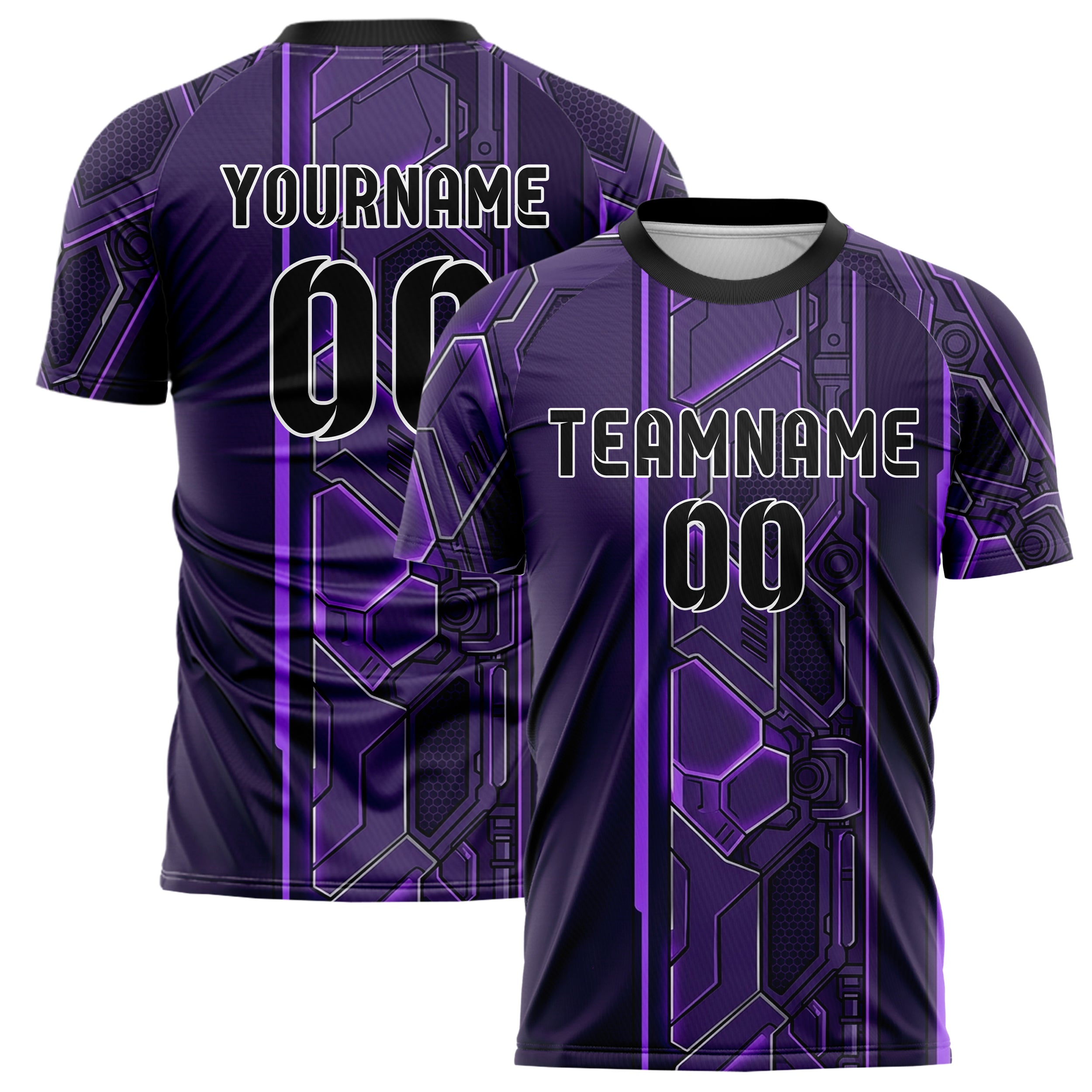 Purple Violet Silver Mecha Armor Panel Custom Soccer Jersey