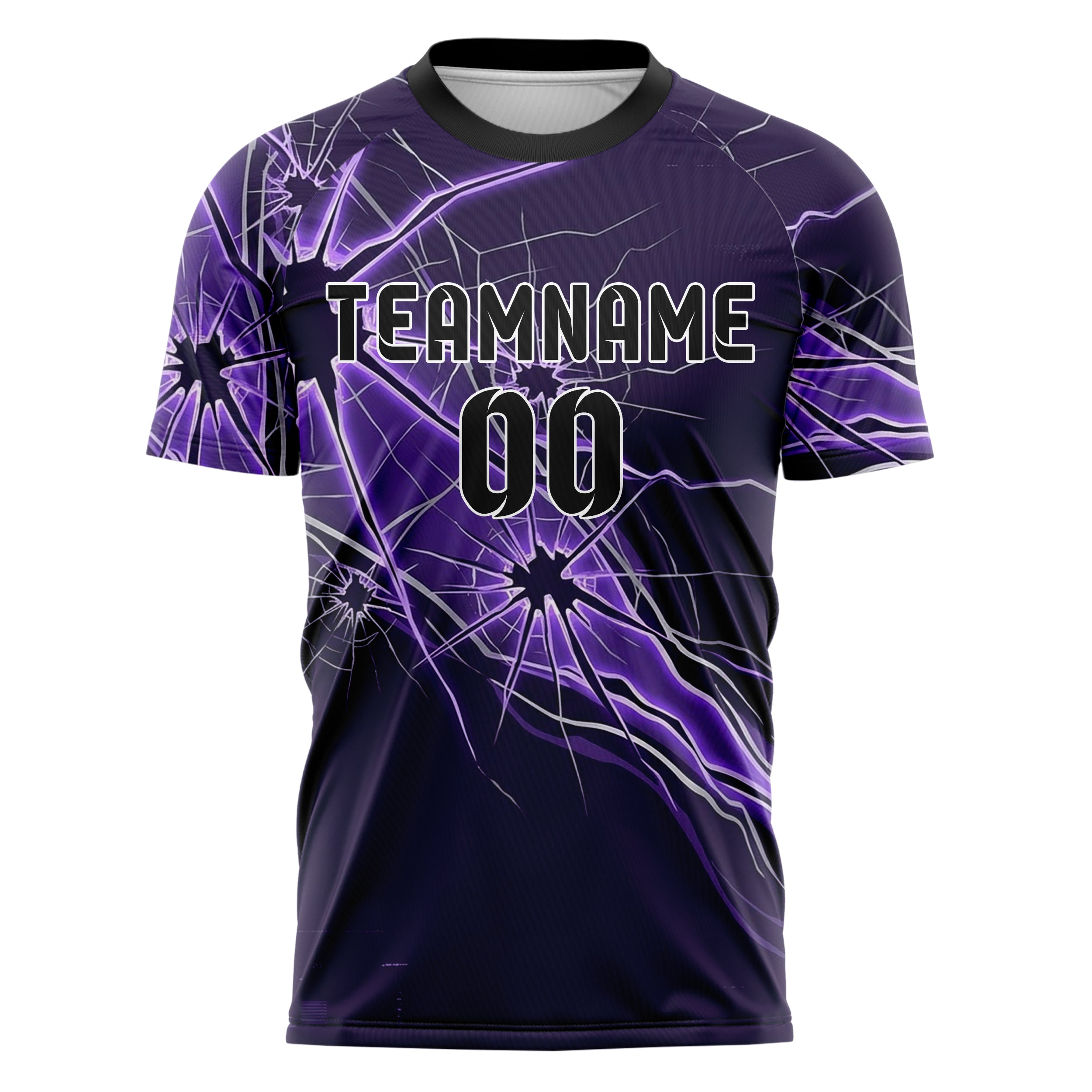 Purple Violet Silver Shattered Screen Crack Custom Soccer Jersey