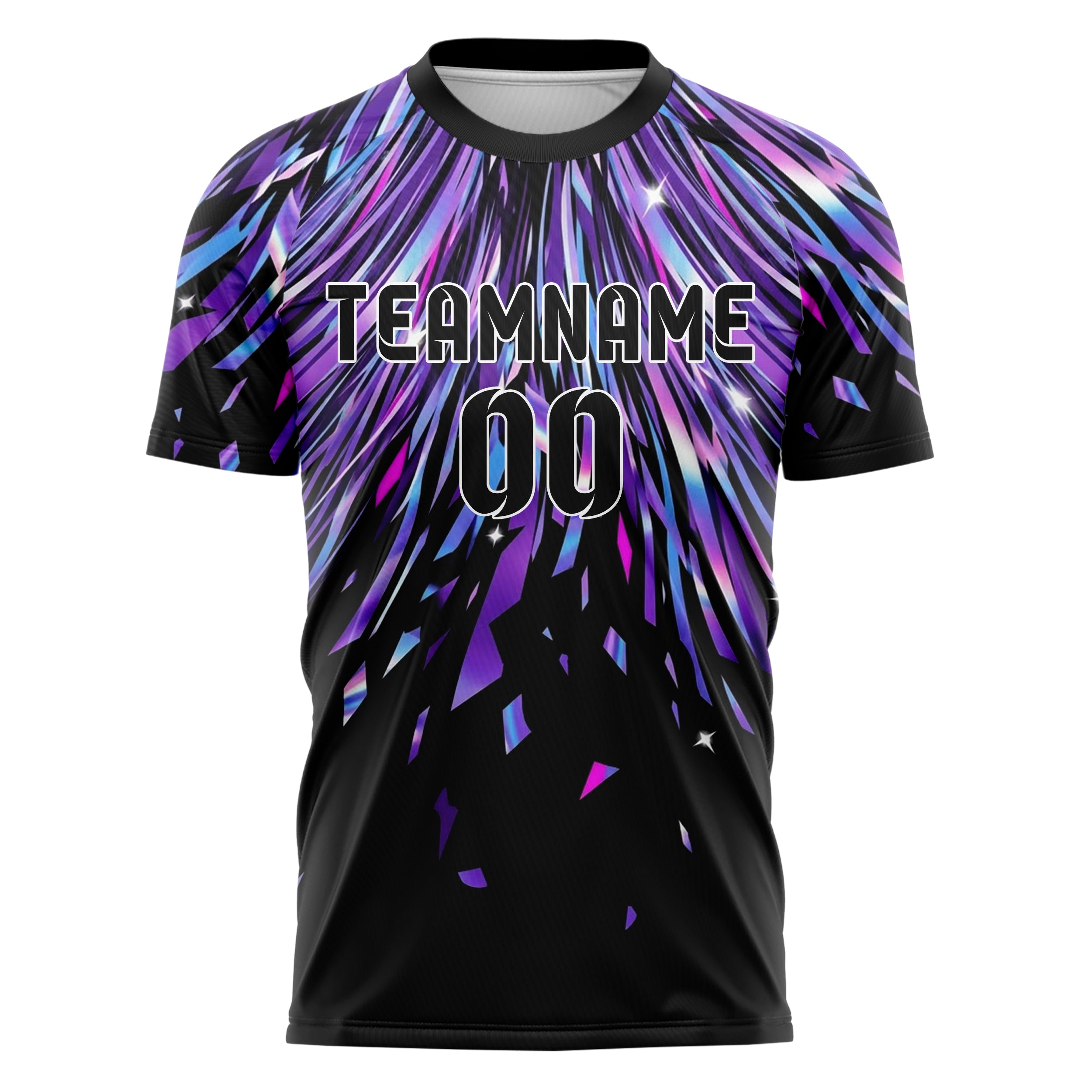 Black UV Purple Electric Blue Magenta White Liquid Light Rave Stream Custom Soccer Jersey