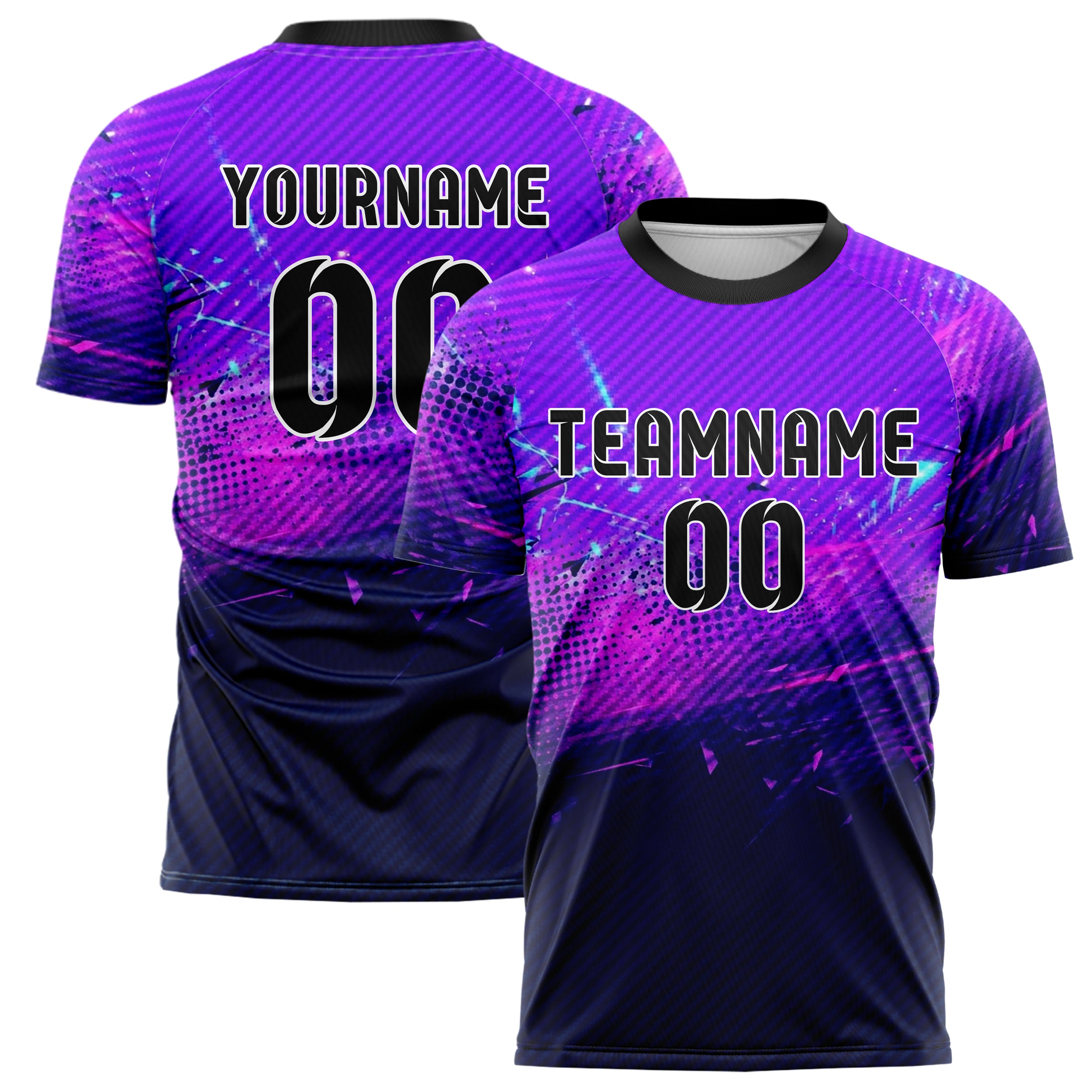 Violet Pink Midnight Blue Cyan White Uv Haze Transition Custom Soccer Jersey