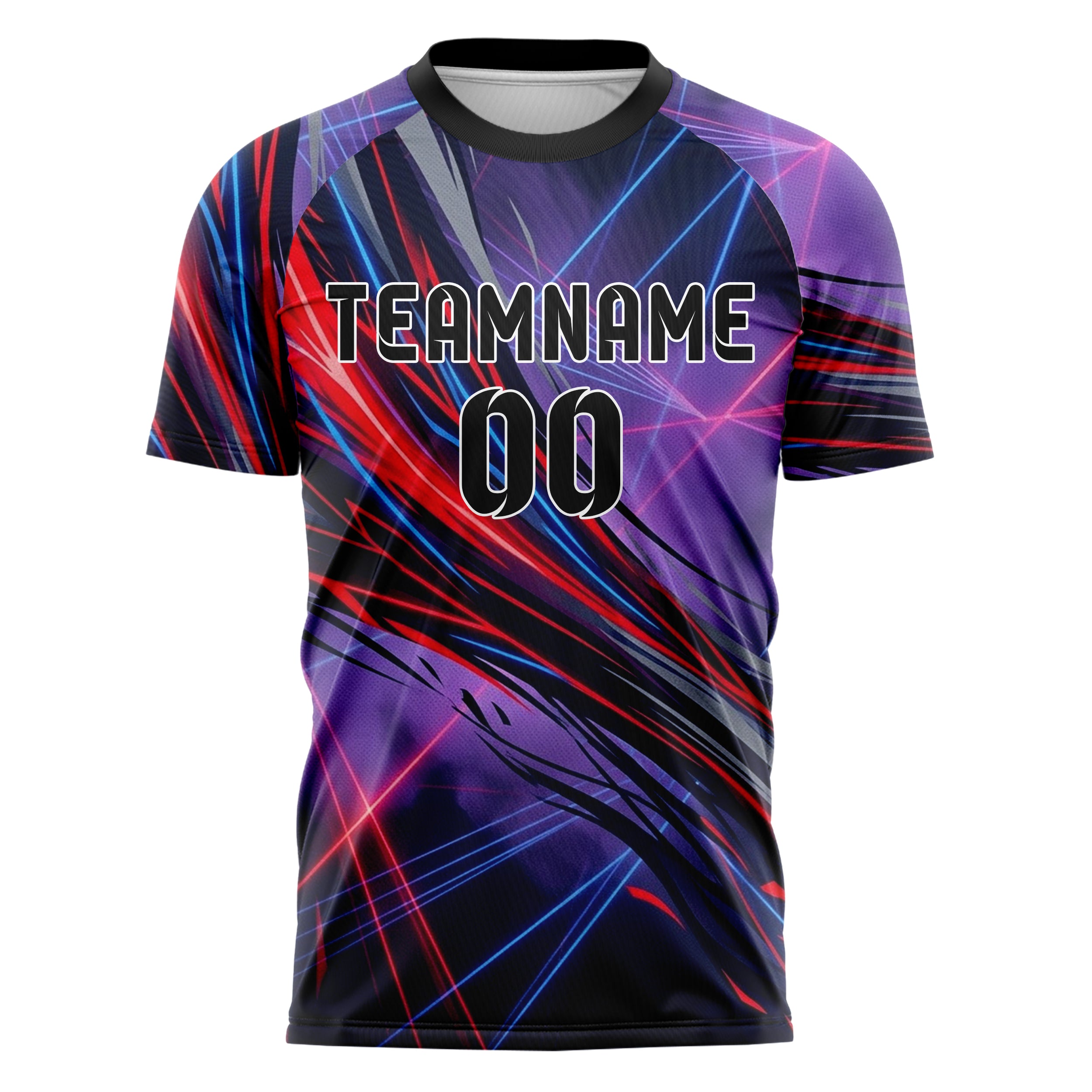 Midnight Red Neon Blue Neon Purple Grey Laserfog Grid Arena Custom Soccer Jersey