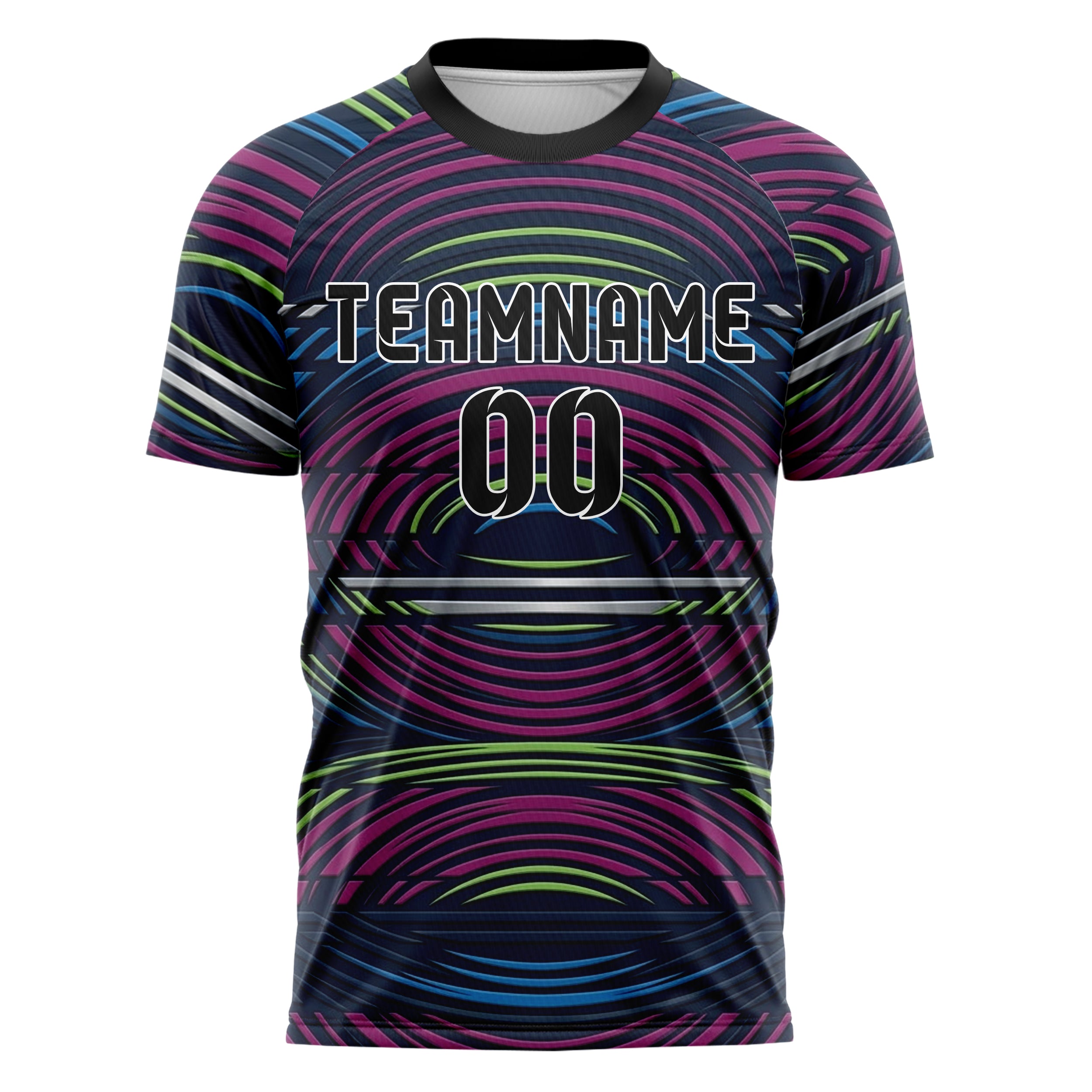 Navy Magenta Lime Blue Silver Neon Echo Bands Custom Soccer Jersey