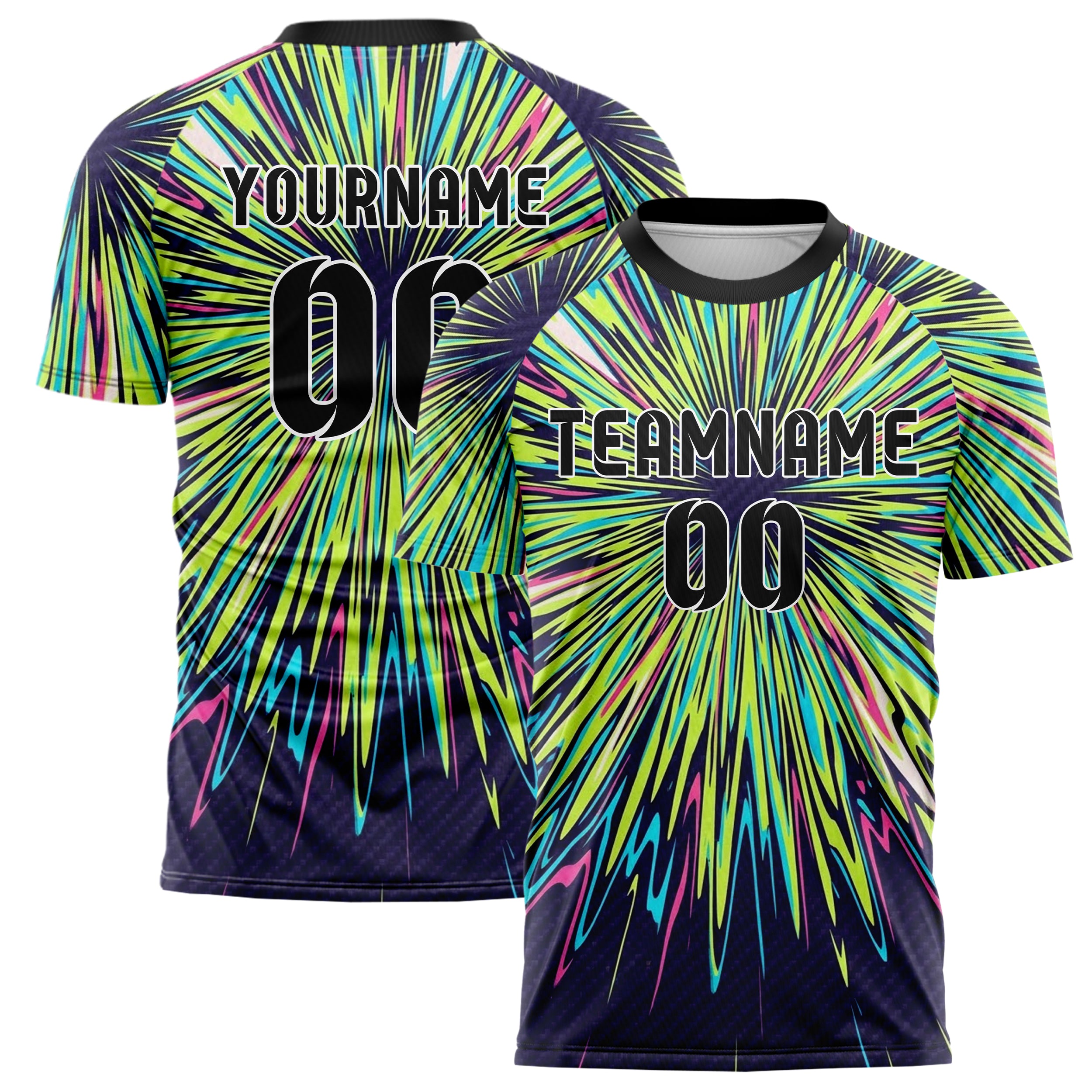 Indigo Acid Lime Cyan Pink White Chromatic Poster Melt Custom Soccer Jersey