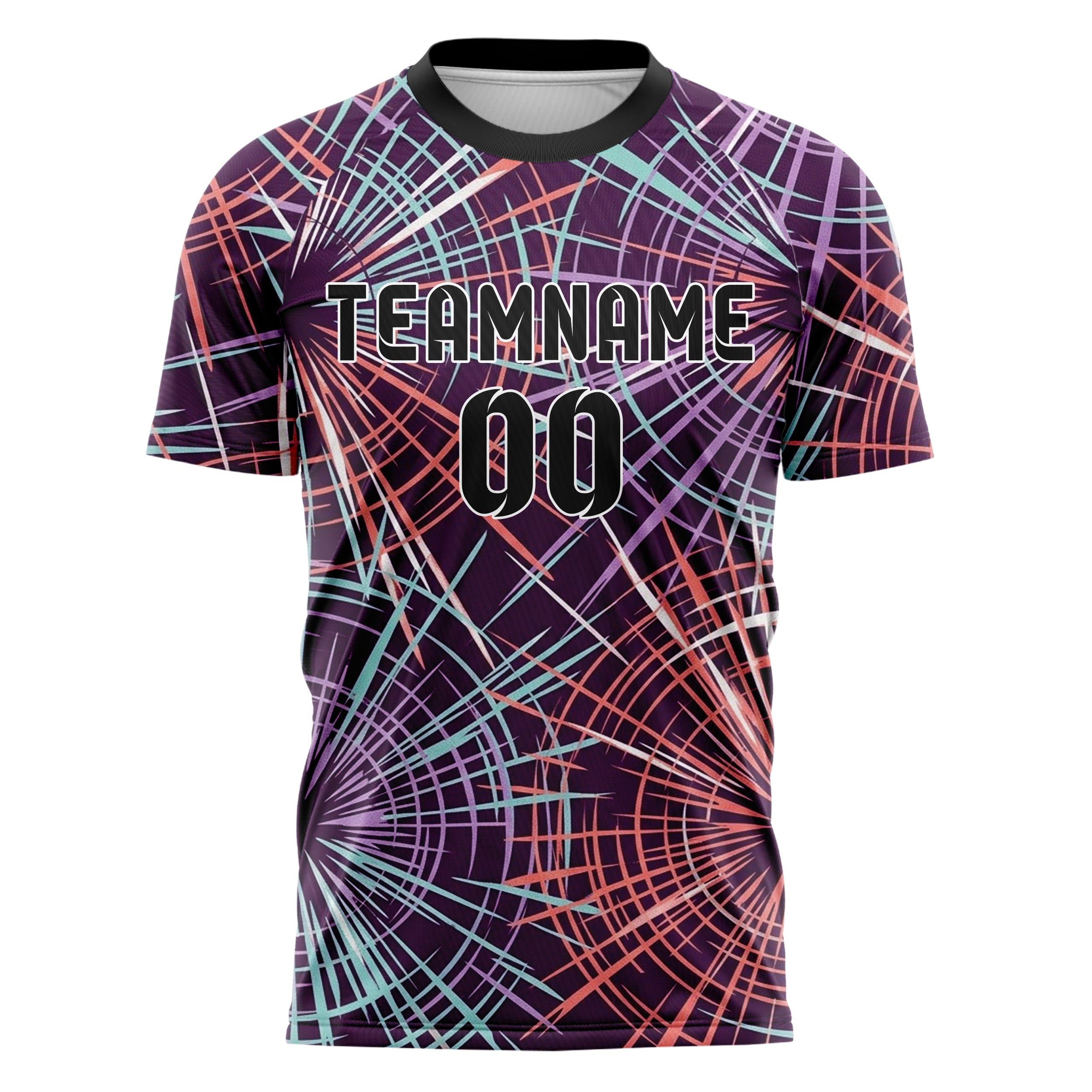 Plum Coral Aqua Lilac White Basspulse Eruption Custom Soccer Jersey