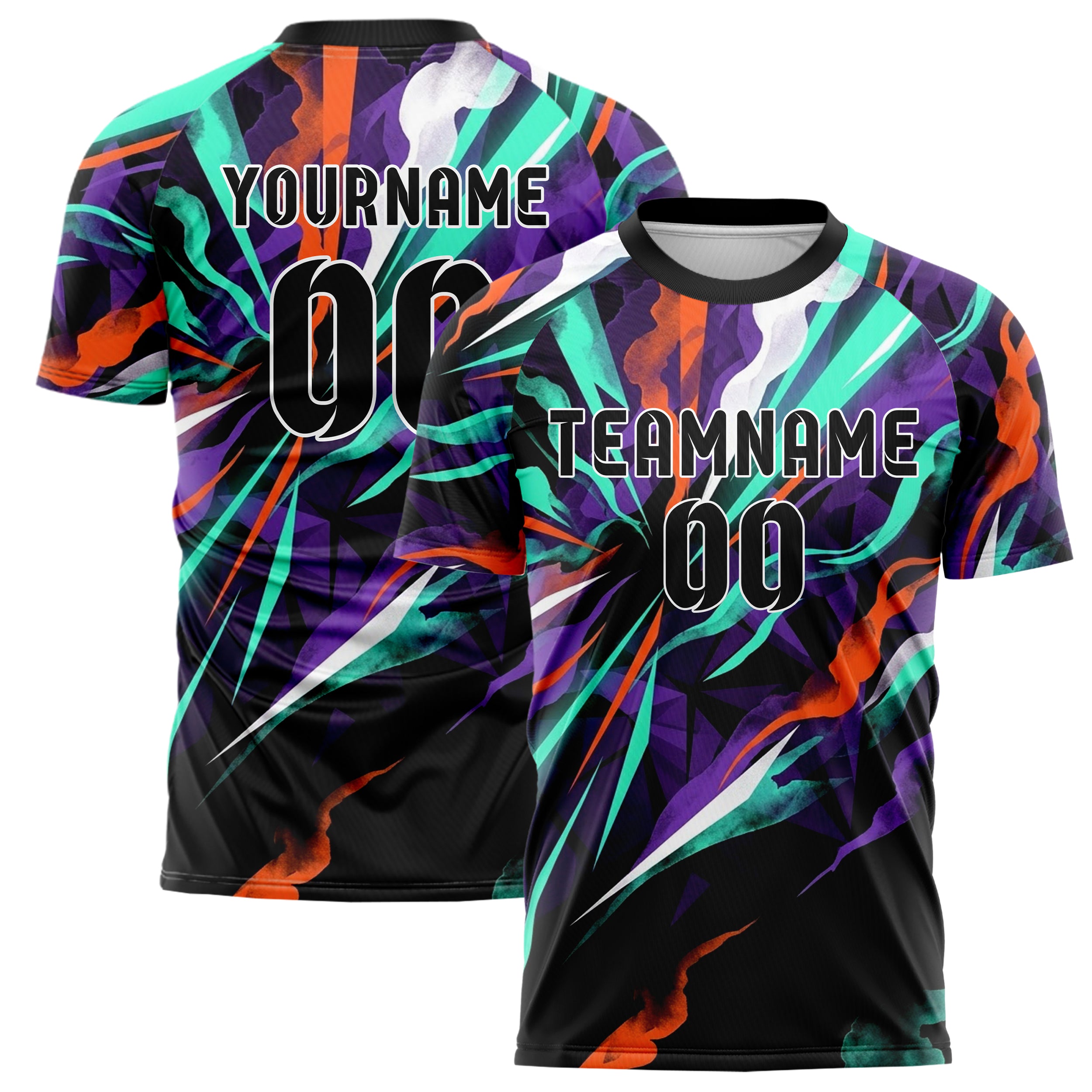 Black Teal Orange Purple White Prism Smoke Drift Custom Soccer Jersey