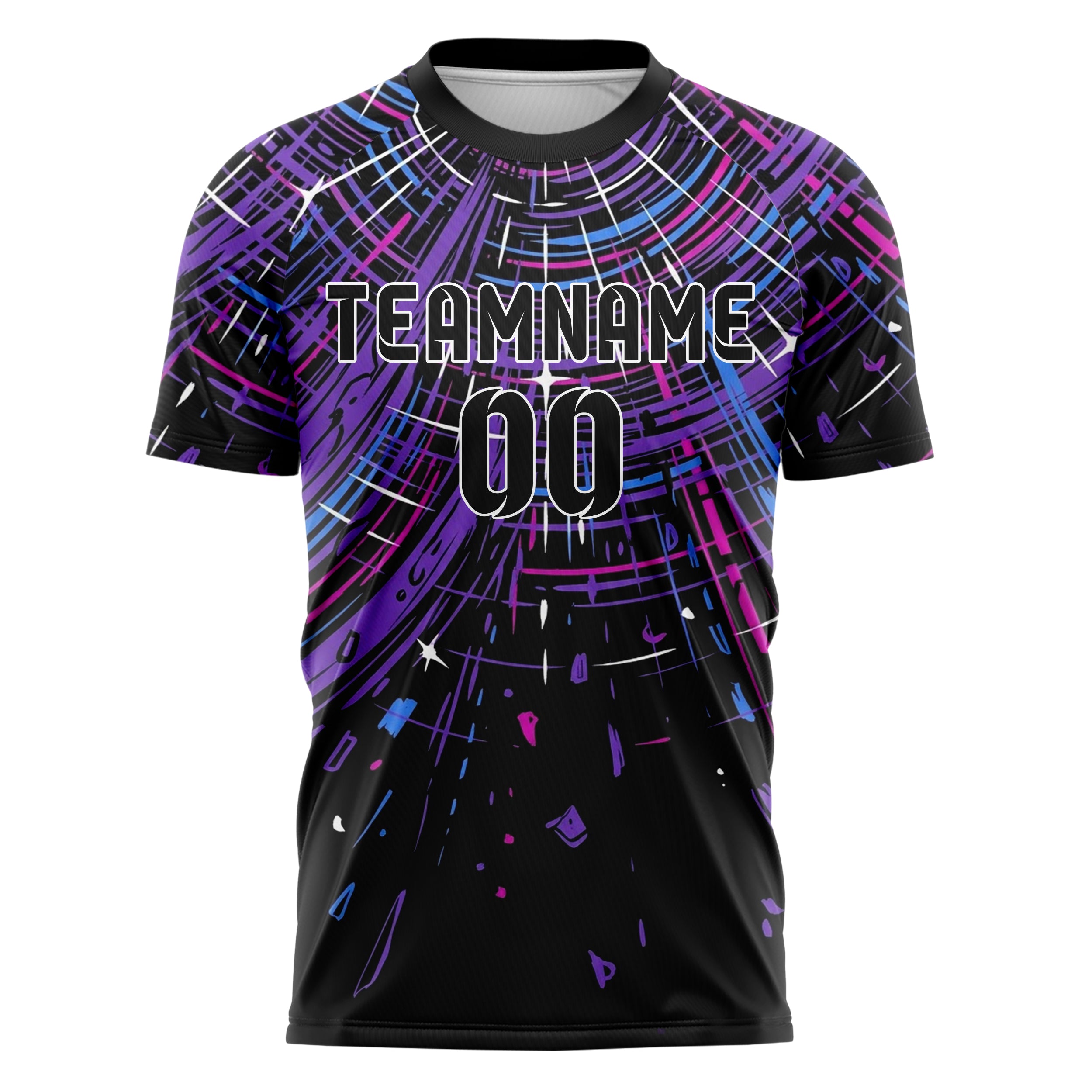 Black UV Purple Electric Blue Magenta White Strobering Web Custom Soccer Jersey