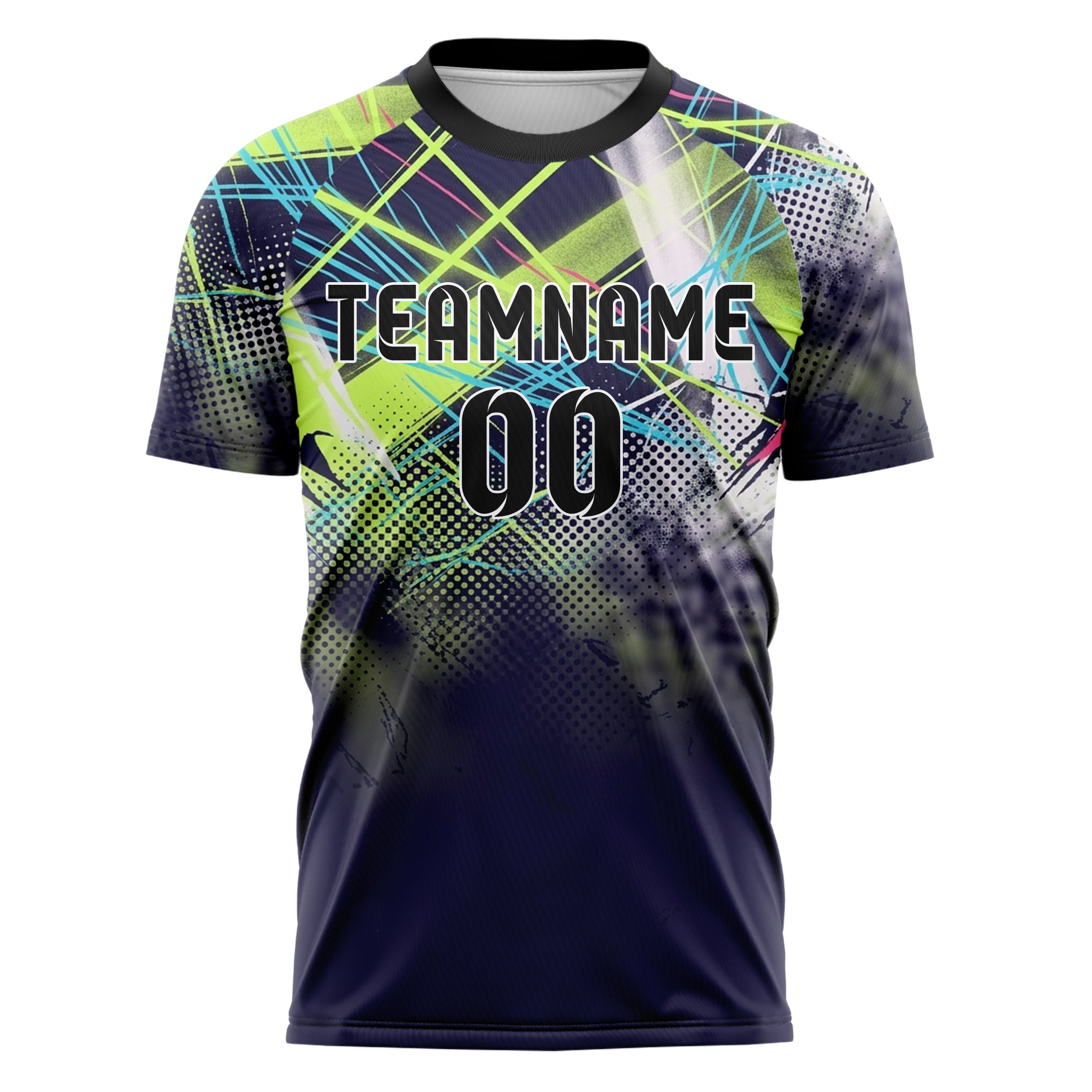 Indigo Acid Lime Cyan Pink White Laserfog Grid Arena Custom Soccer Jersey