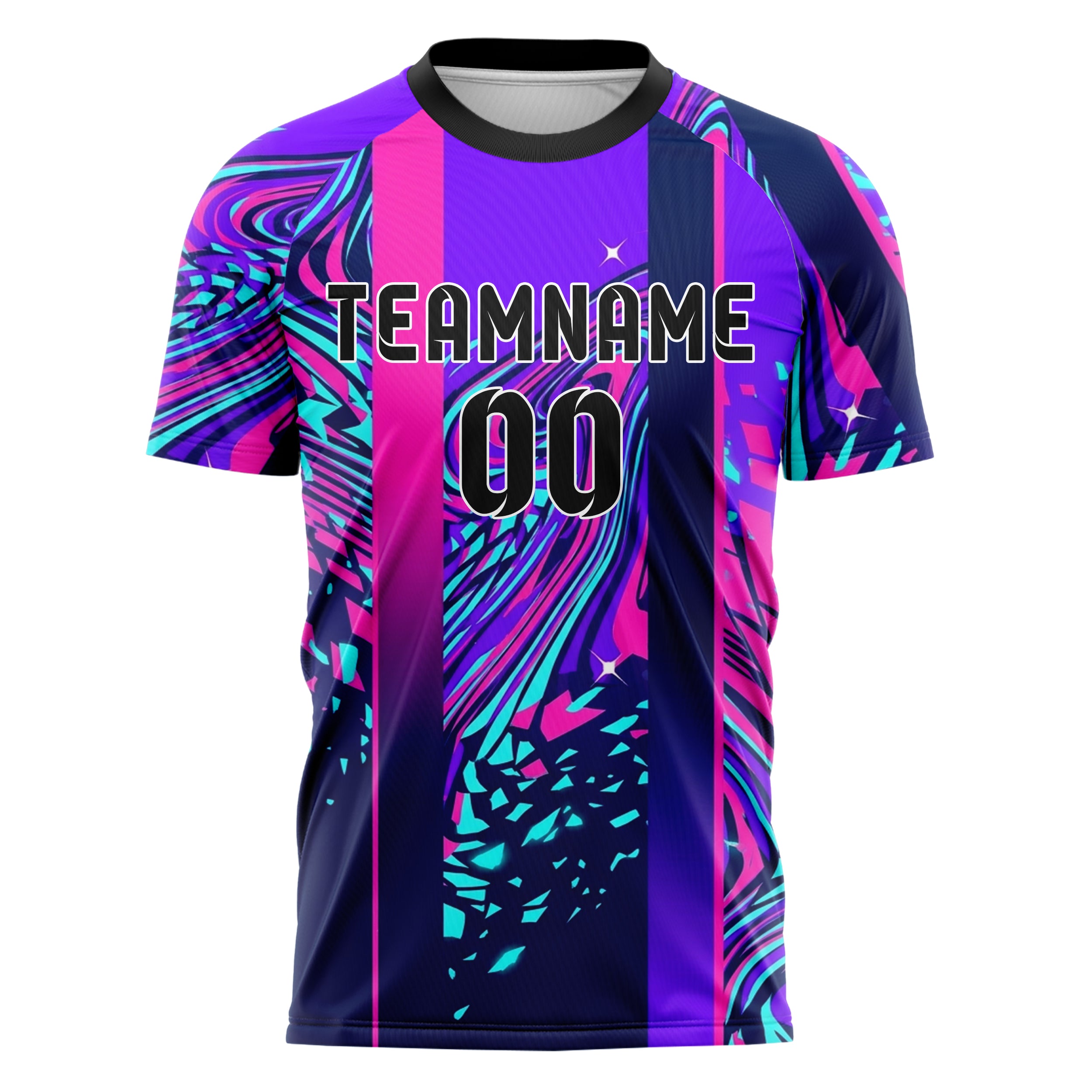 Violet Pink Midnight Blue Cyan White Chromatic Poster Melt Custom Soccer Jersey