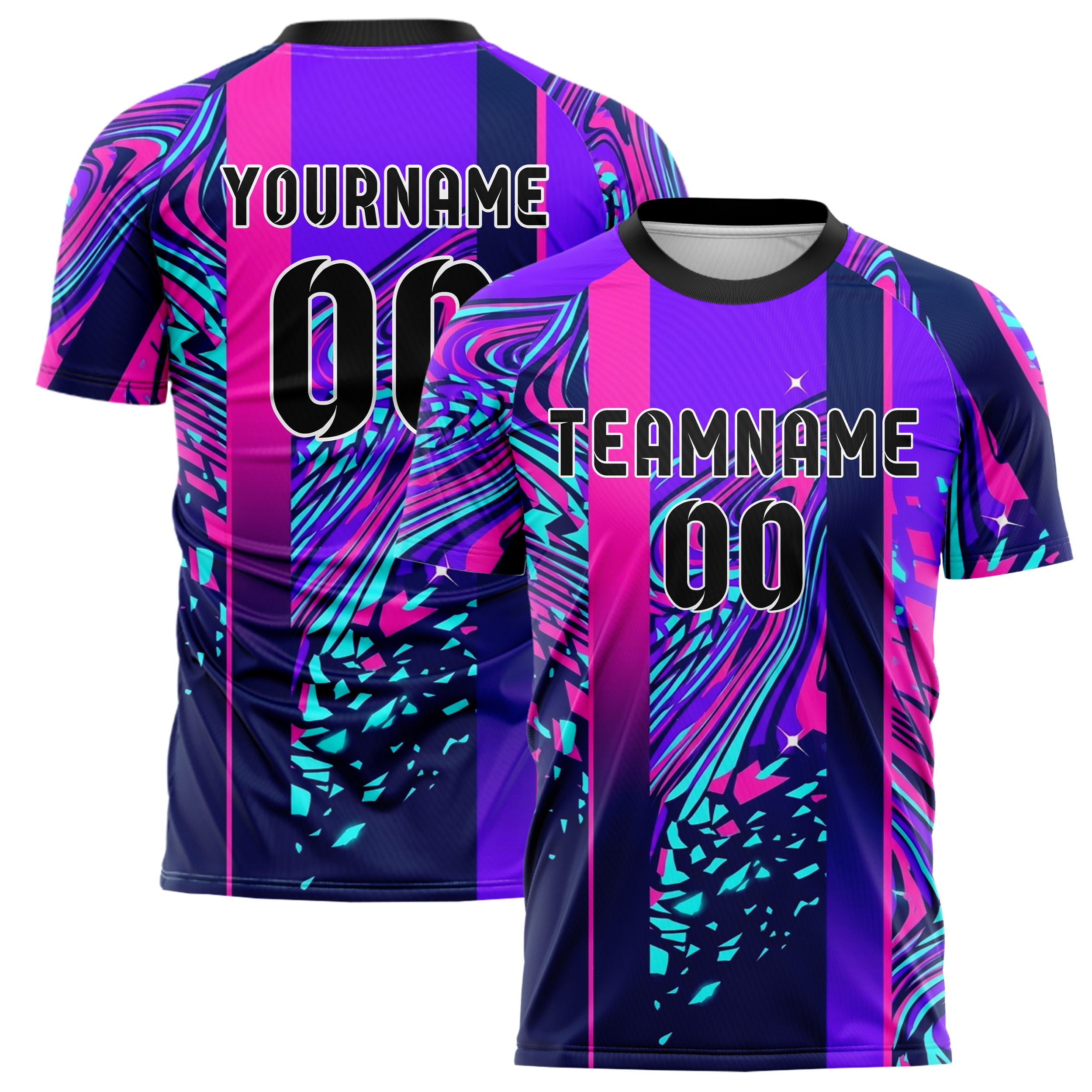 Violet Pink Midnight Blue Cyan White Chromatic Poster Melt Custom Soccer Jersey