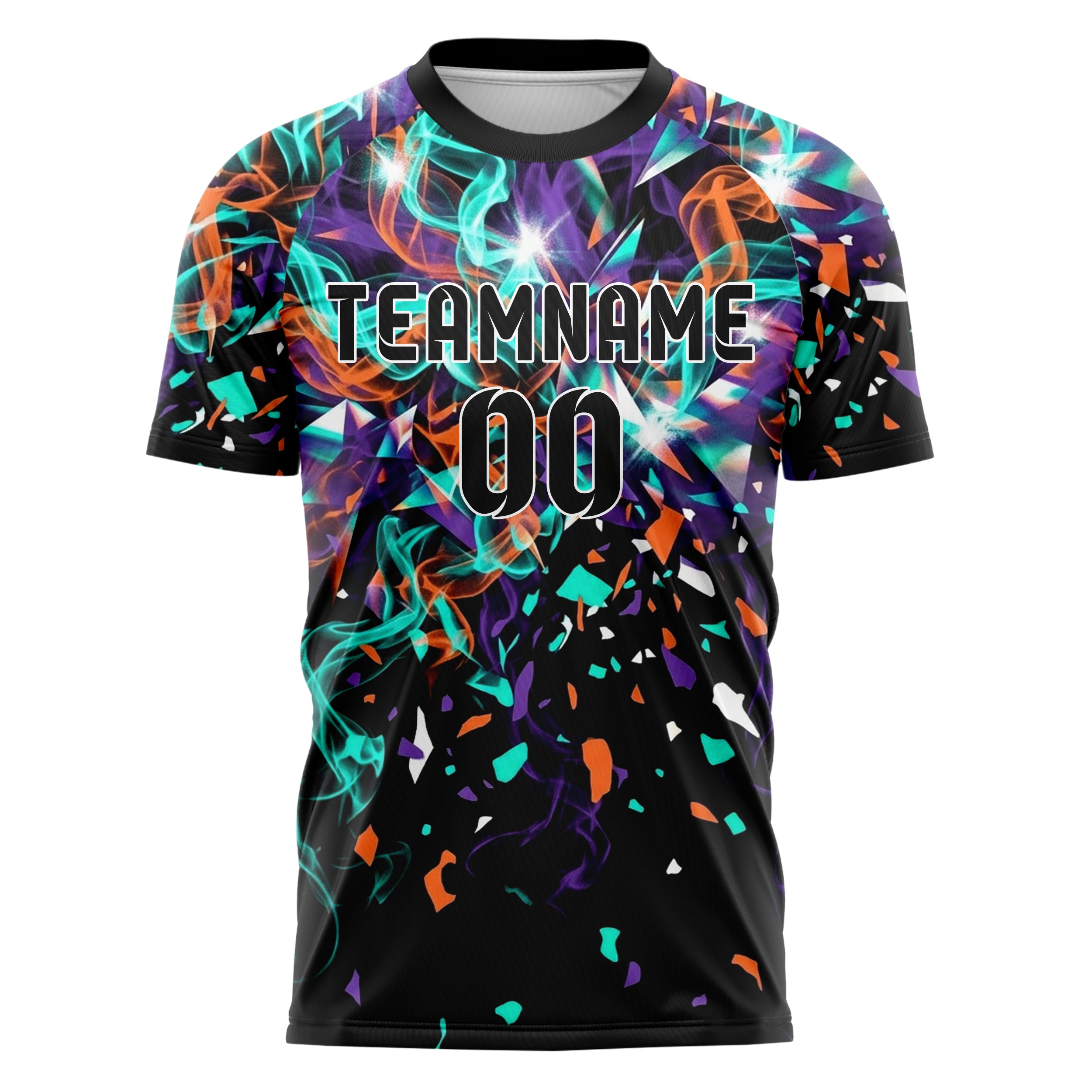 Black Teal Orange Purple White Prism Smoke Drift Custom Soccer Jersey