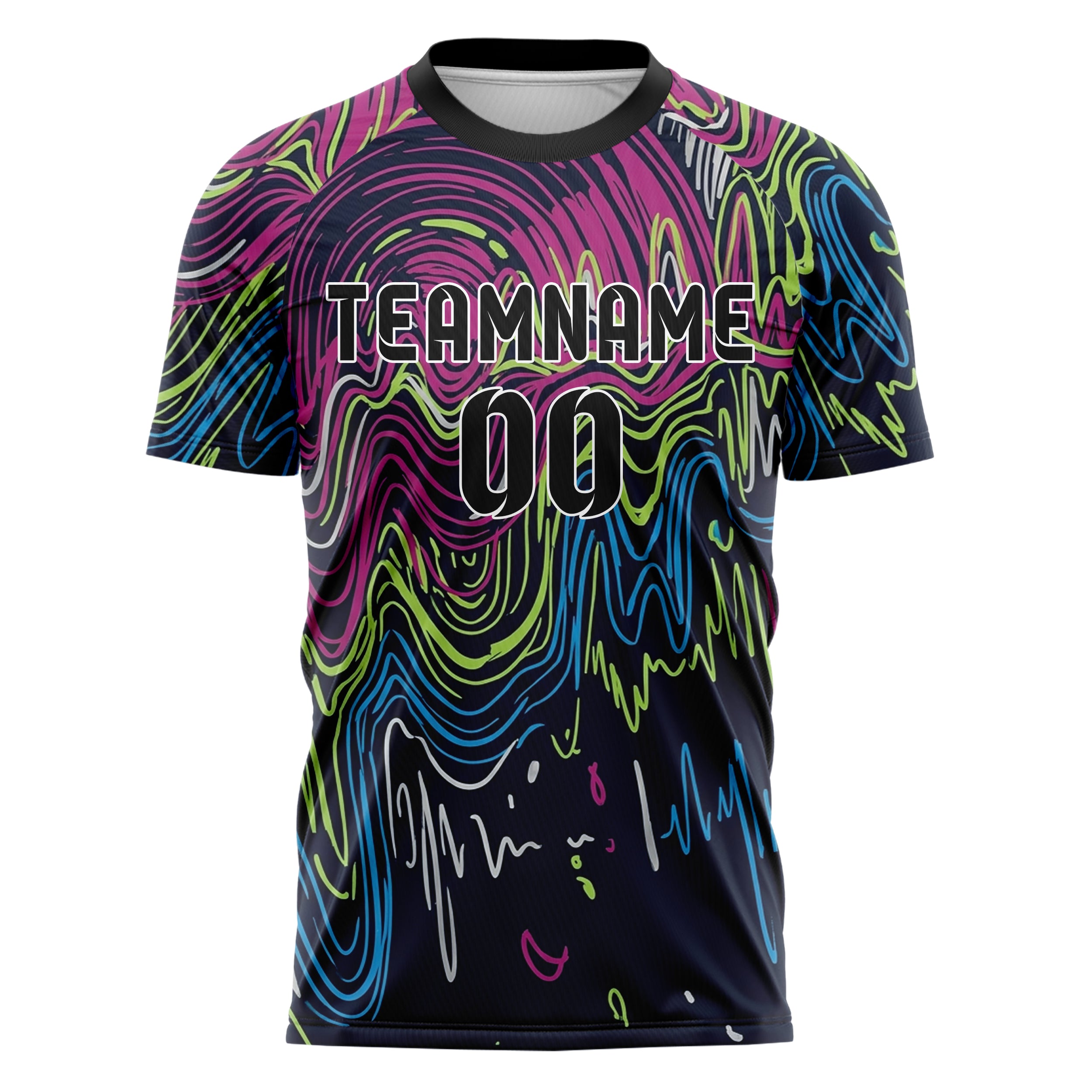 Navy Magenta Lime Blue Silver Aural Waveform Cascade Custom Soccer Jersey