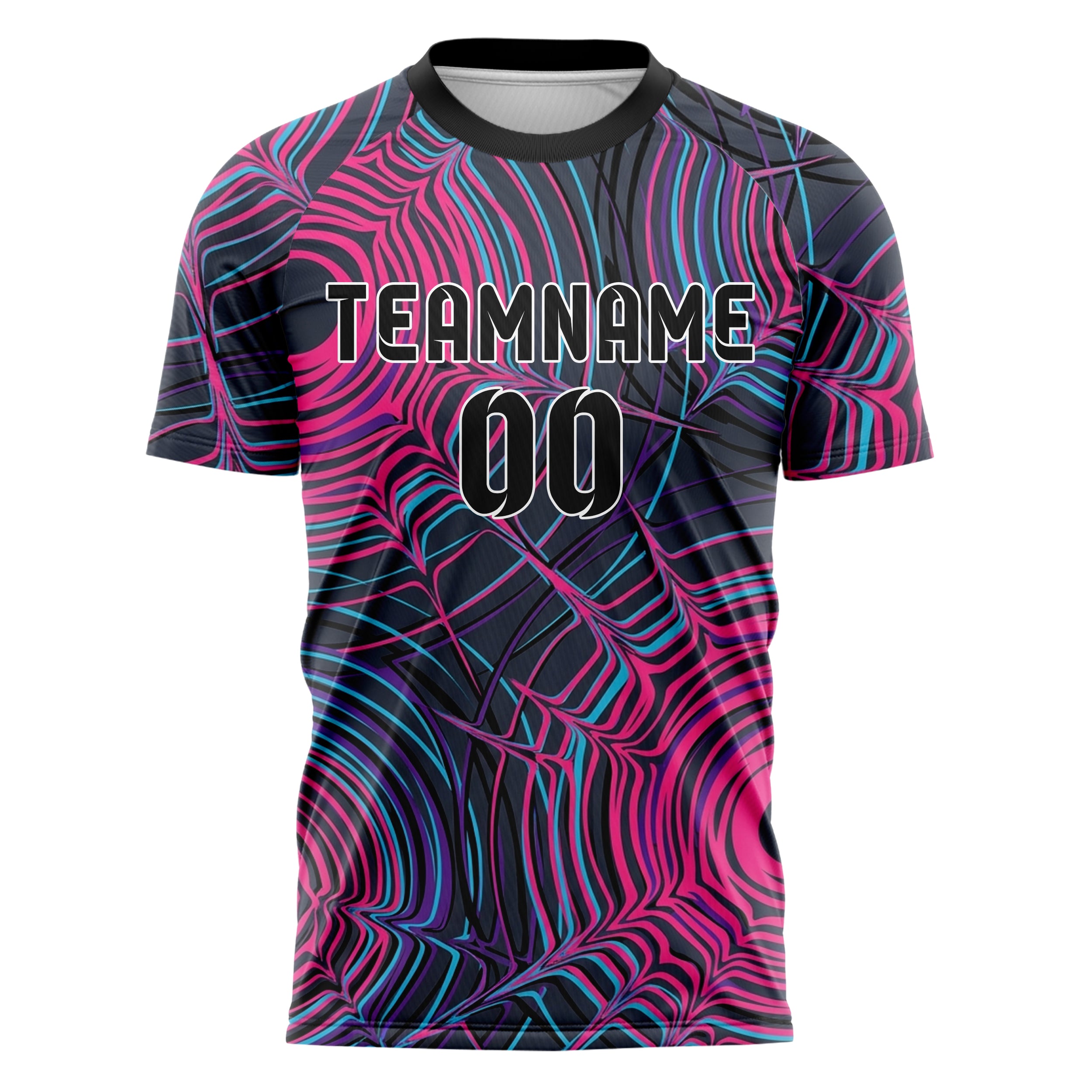 Charcoal Hot Pink Cyan Violet Black Psychedelic Ripple Network Custom Soccer Jersey