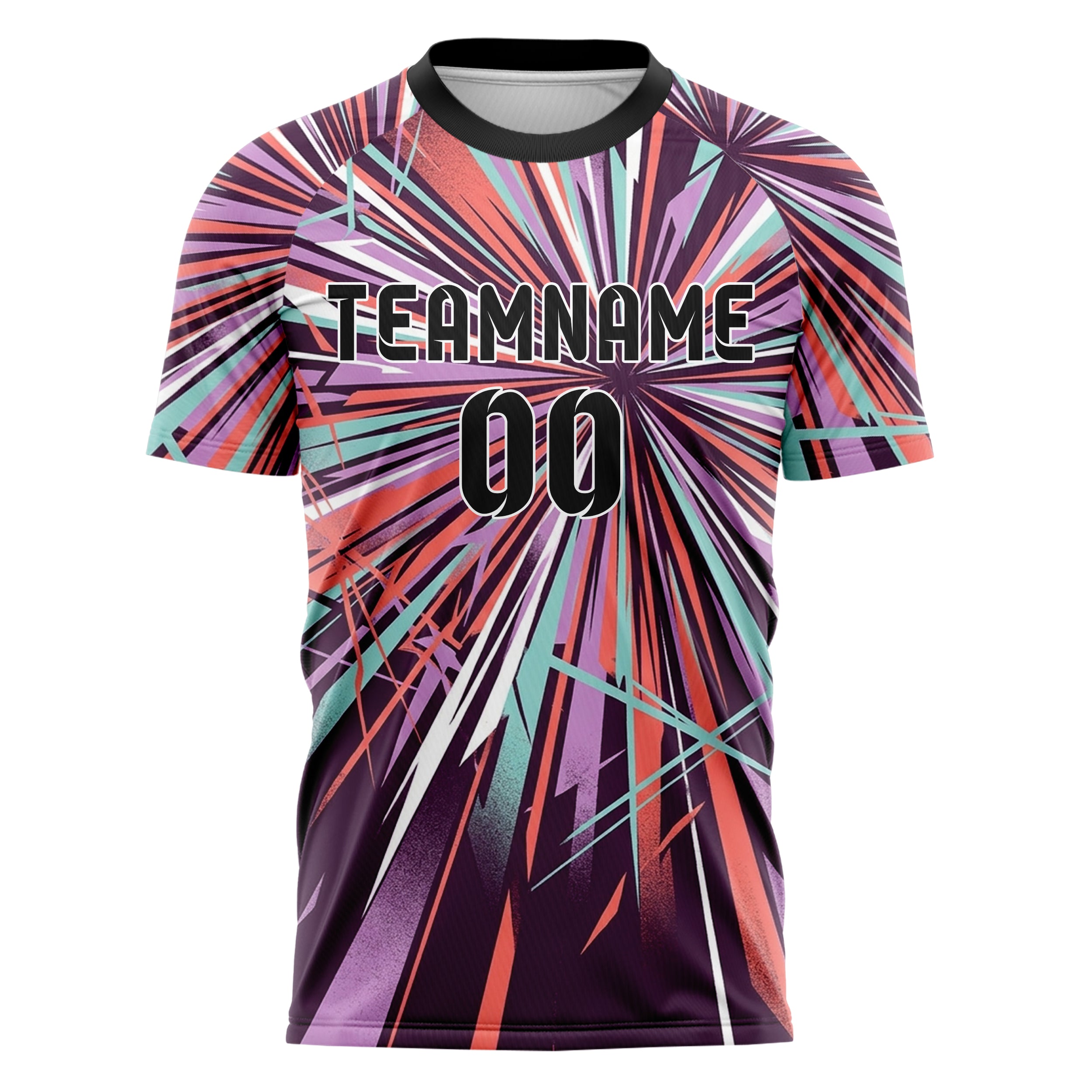 Plum Coral Aqua Lilac White Laserfog Grid Arena Custom Soccer Jersey