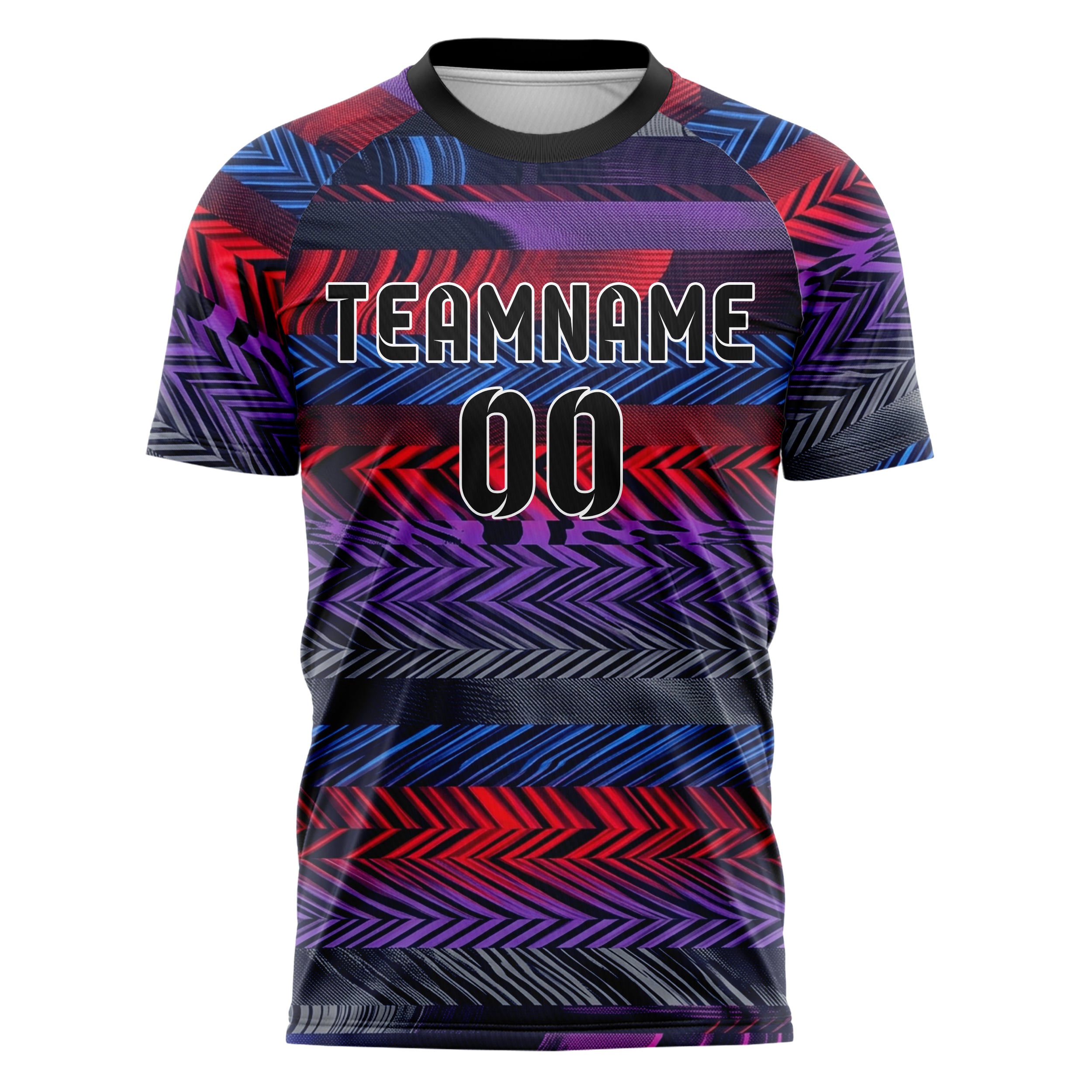 Midnight Red Neon Blue Neon Purple Grey Chromatic Poster Melt Custom Soccer Jersey