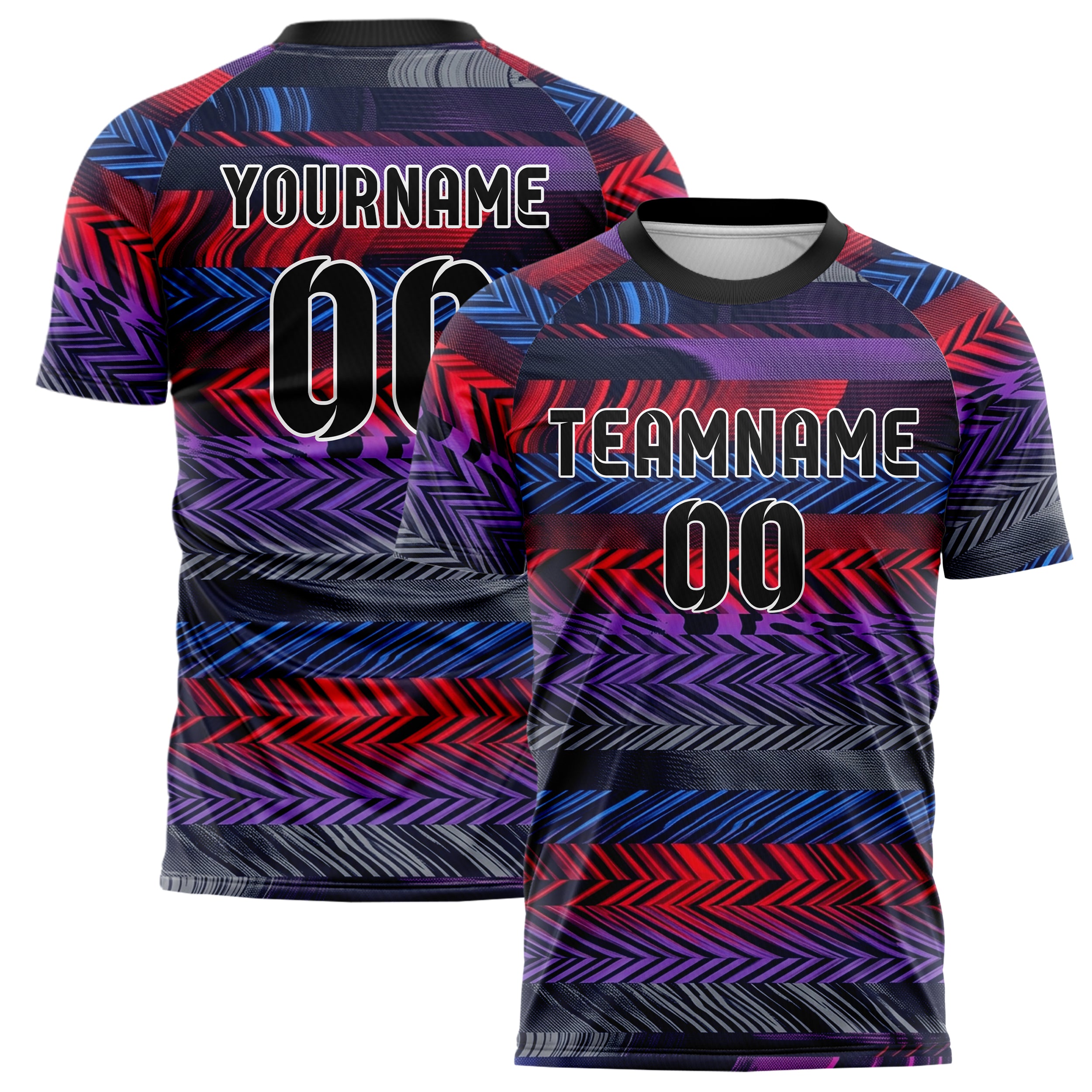 Midnight Red Neon Blue Neon Purple Grey Chromatic Poster Melt Custom Soccer Jersey