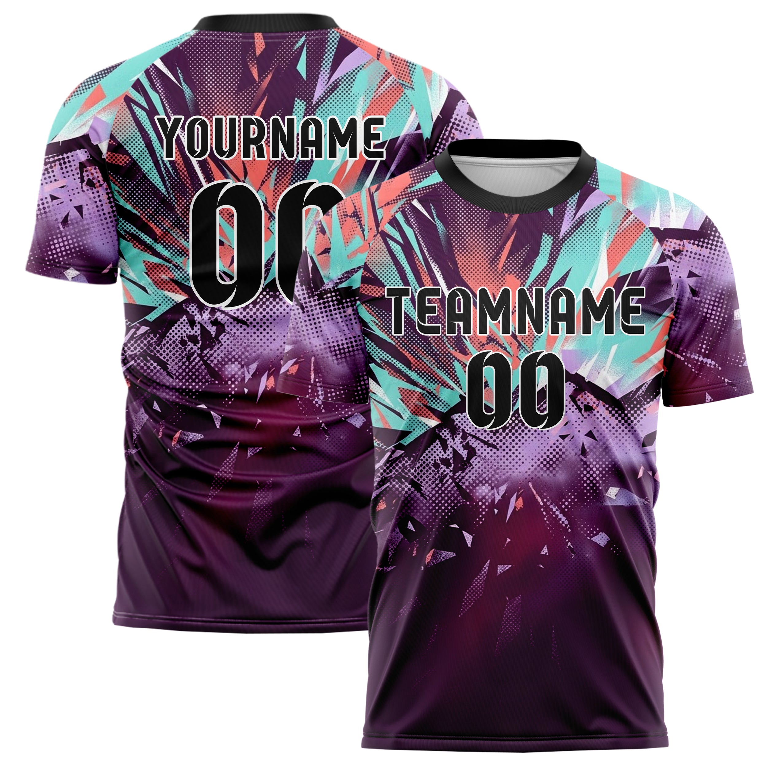Plum Coral Aqua Lilac White Uv Haze Transition Custom Soccer Jersey