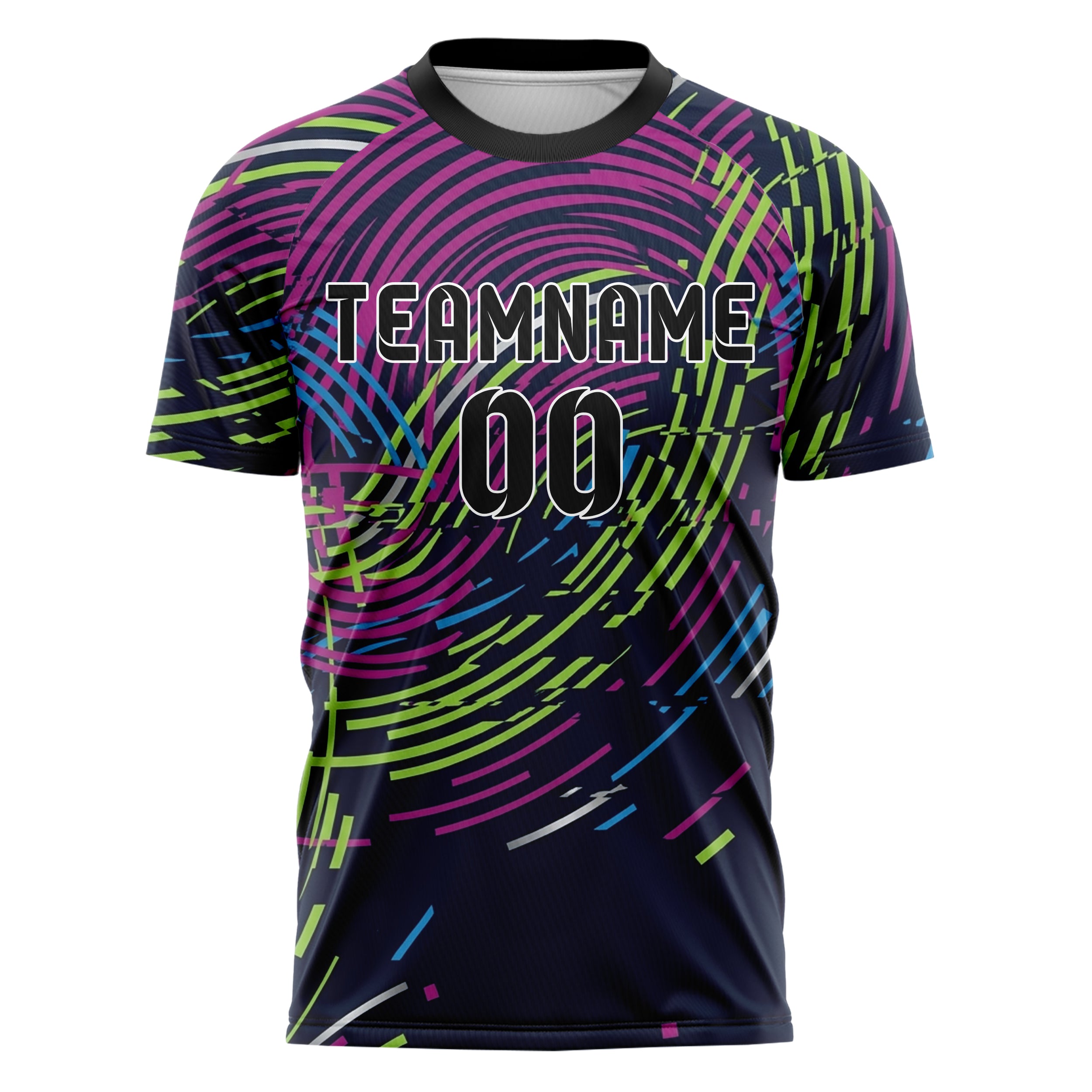 Navy Magenta Lime Blue Silver Neon Echo Bands Custom Soccer Jersey