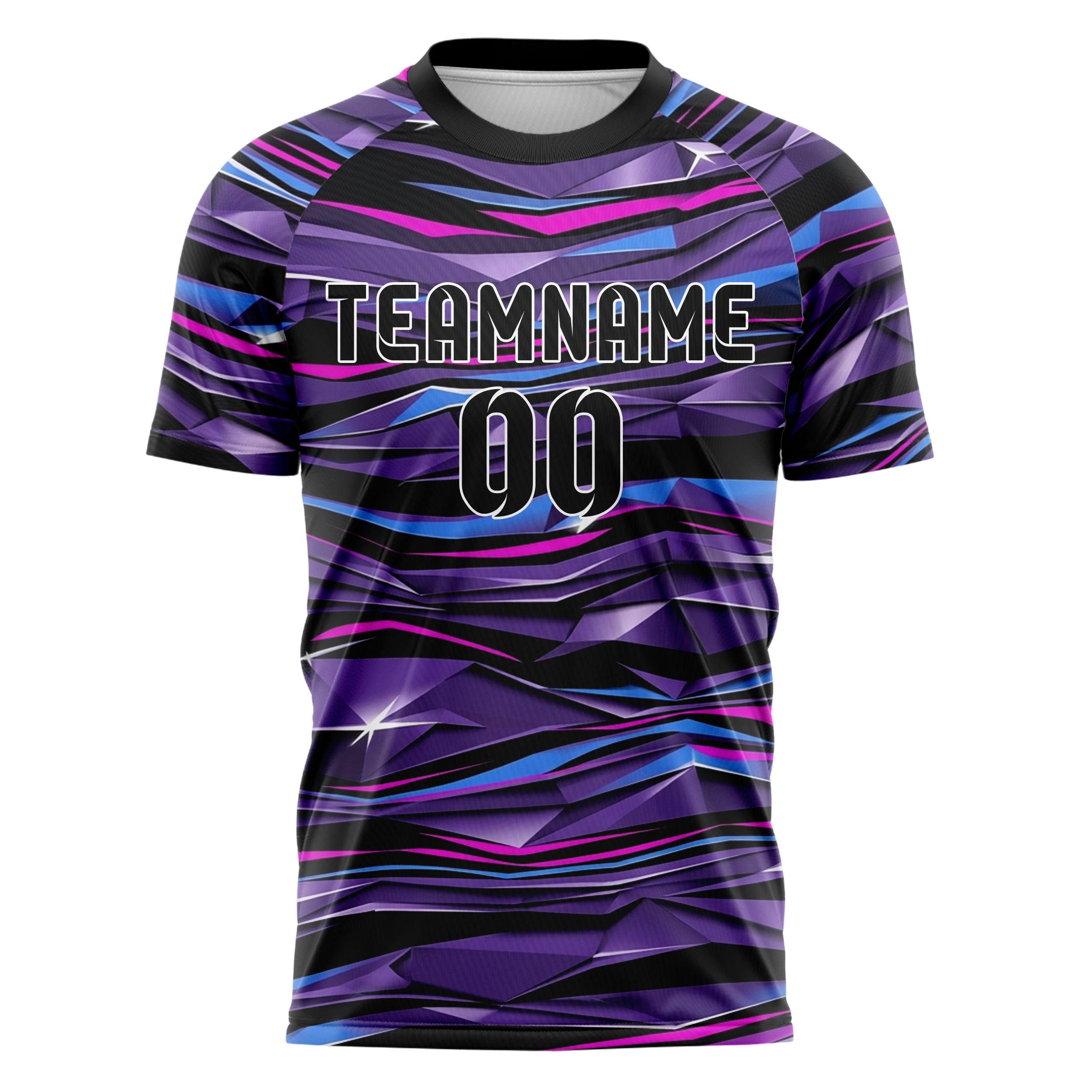 Black UV Purple Electric Blue Magenta White Chromatic Poster Melt Custom Soccer Jersey