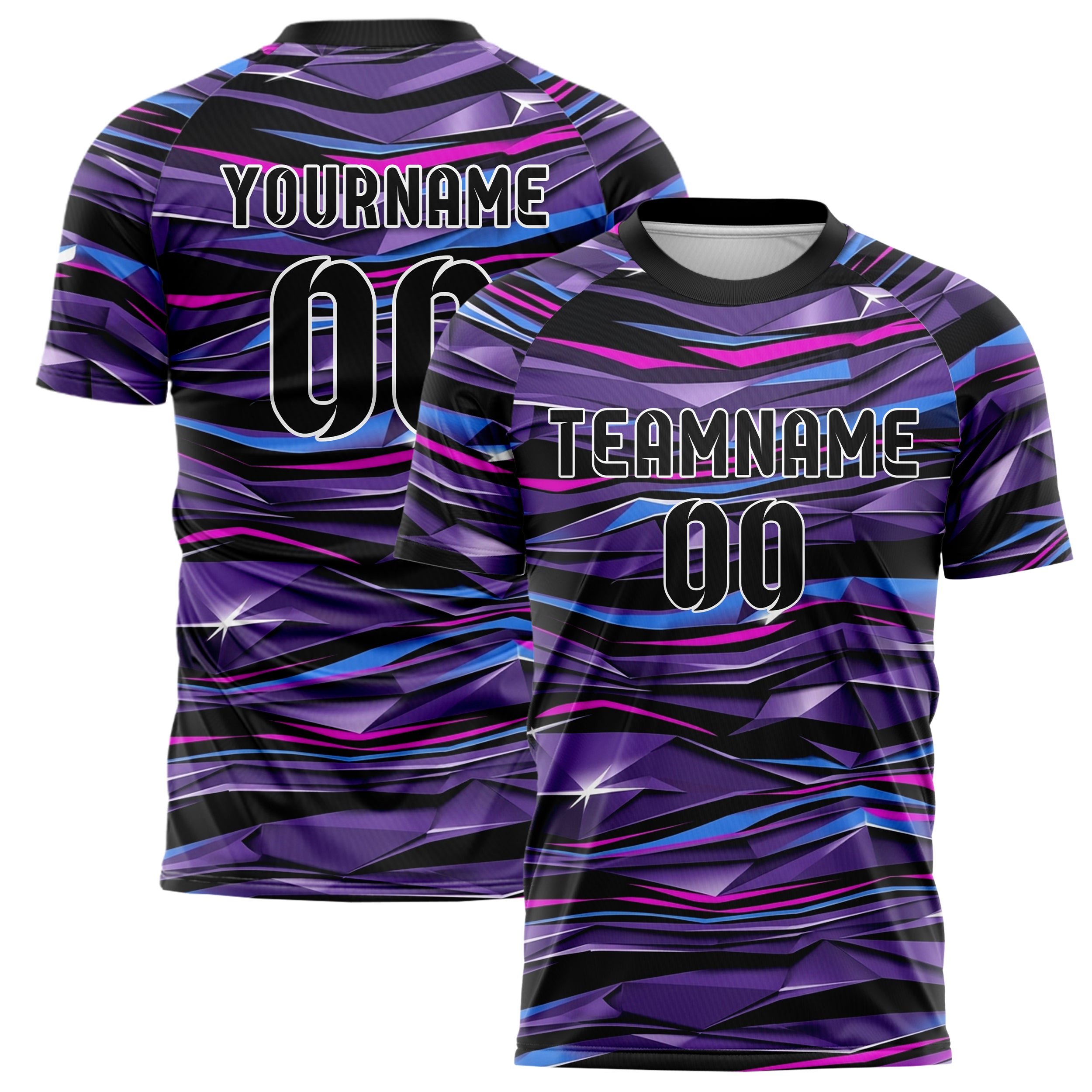 Black UV Purple Electric Blue Magenta White Chromatic Poster Melt Custom Soccer Jersey